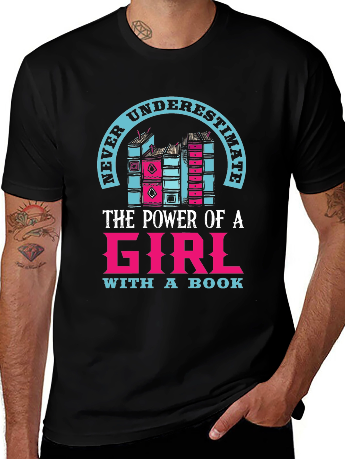 Variant 15 of Never Underestimate a Girl with a Book T-Shirt