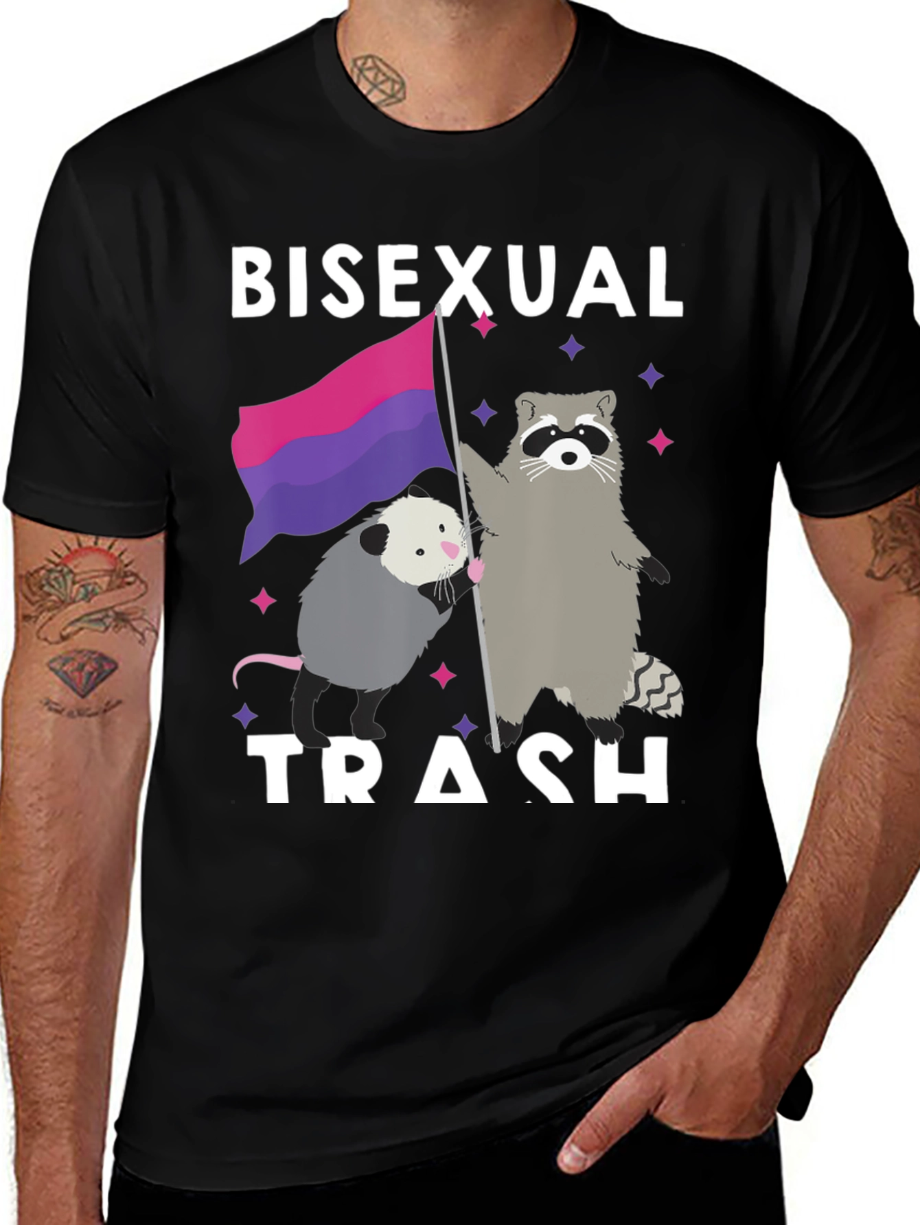 Bisexual Trash T-Shirt - Pride Opossum & Raccoon Design