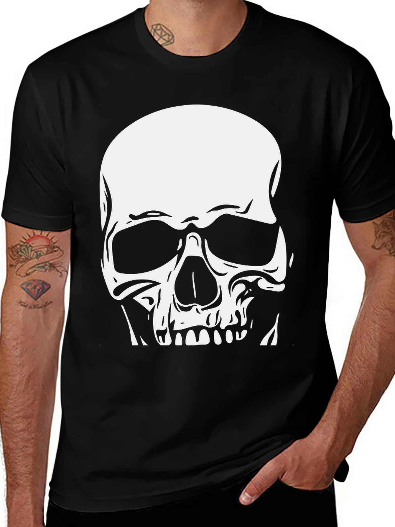 Variant 26 of Skull Graphic Print Black T-Shirt
