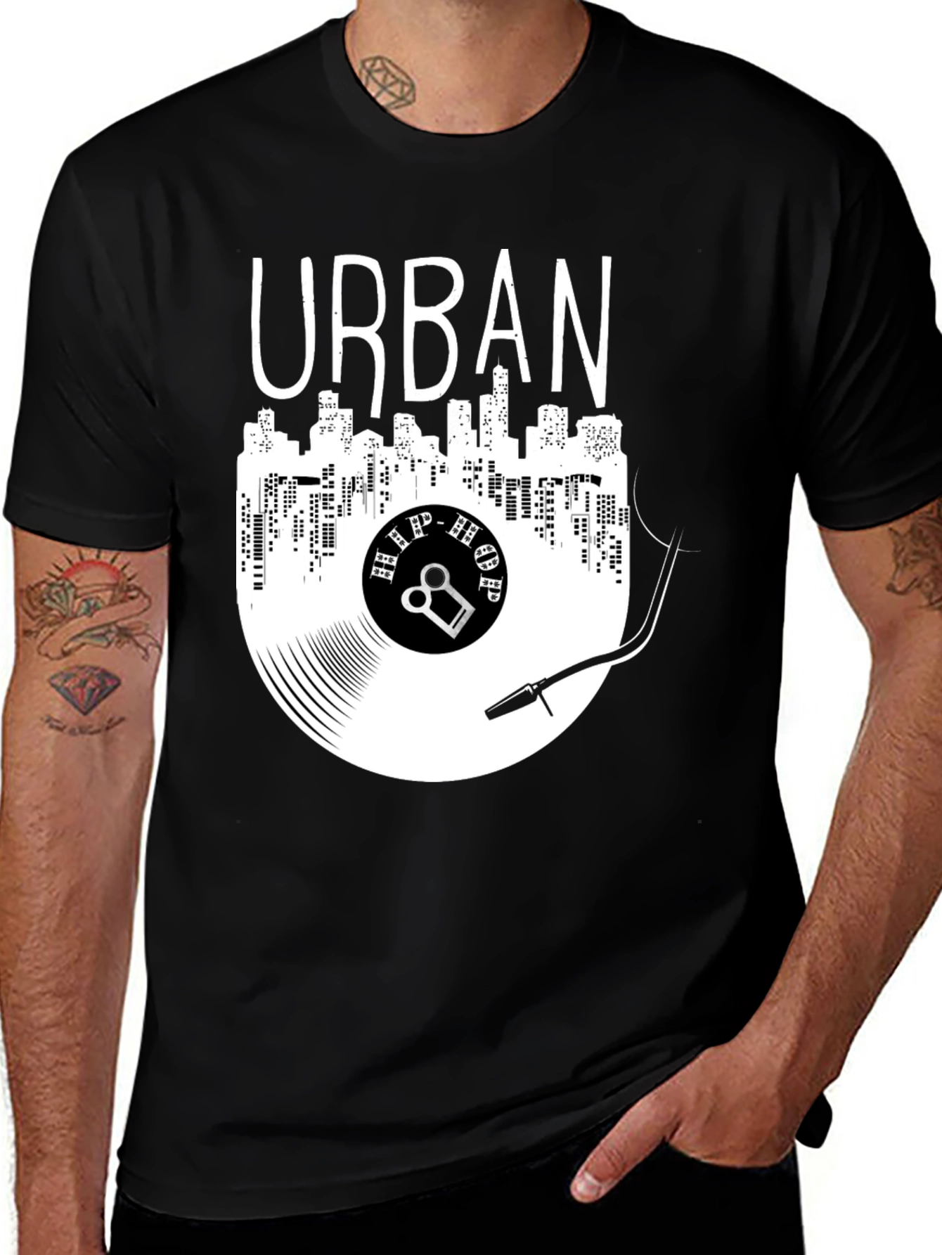Variant 30 of Urban Vinyl Record Graphic Tee - Black
