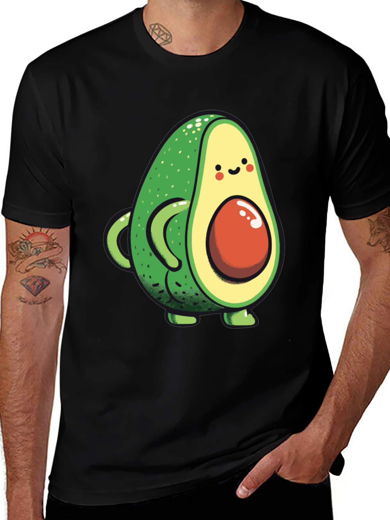 Variant 12 of Cute Avocado Graphic Black T-Shirt