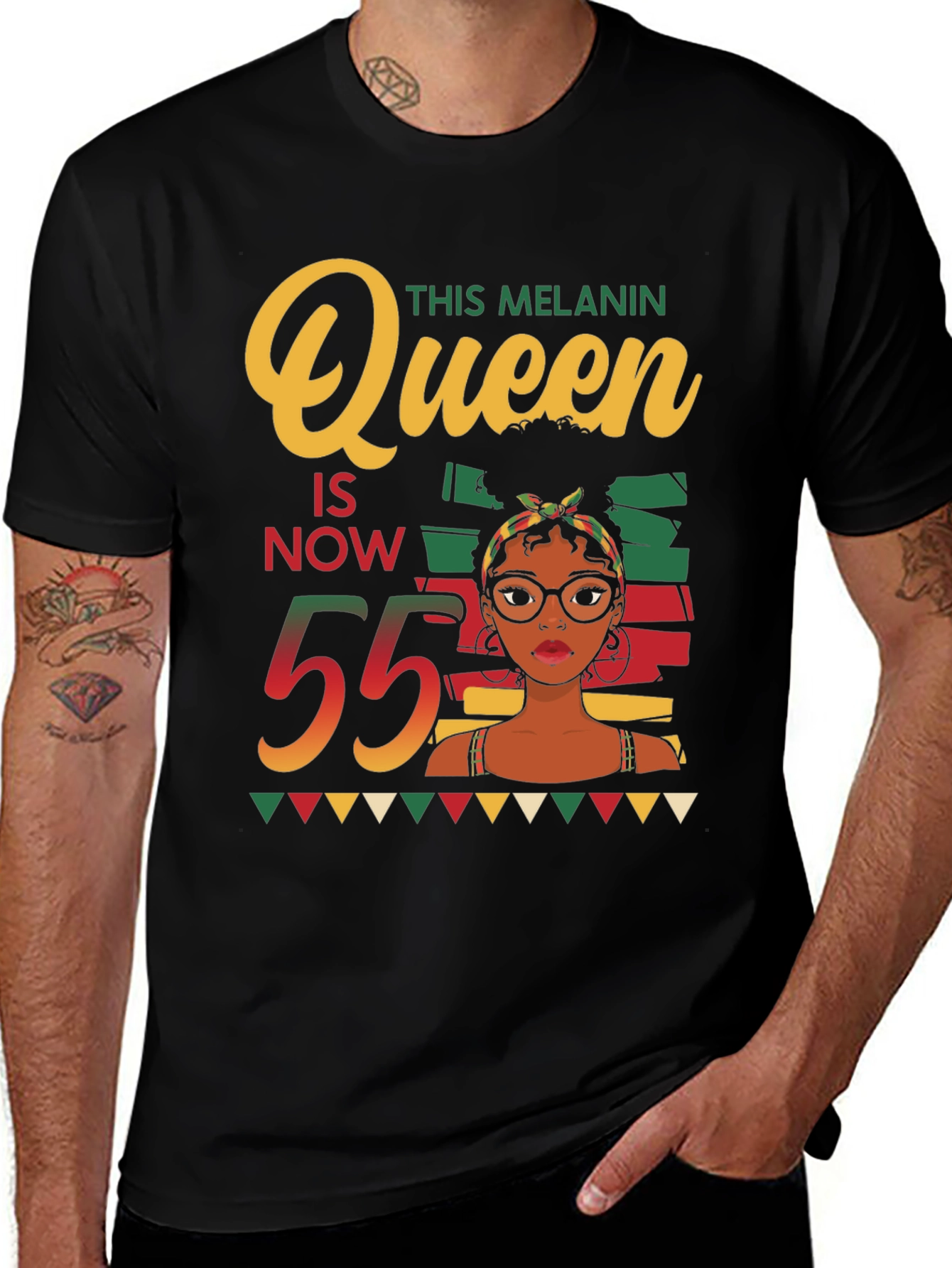Variant 19 of Melanin Queen 55th Birthday Black T-Shirt