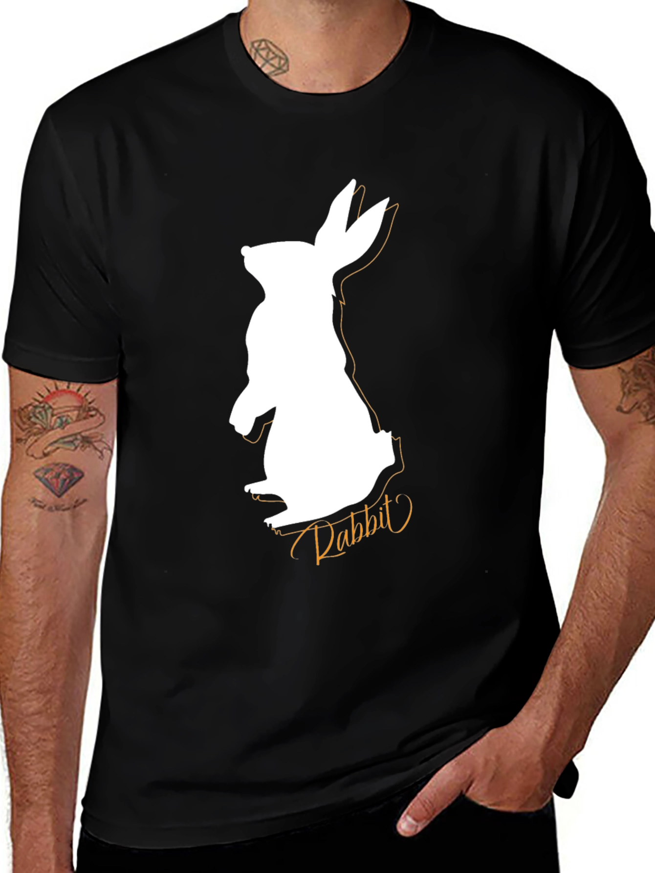 Variant 12 of Rabbit Silhouette Graphic T-Shirt - Black