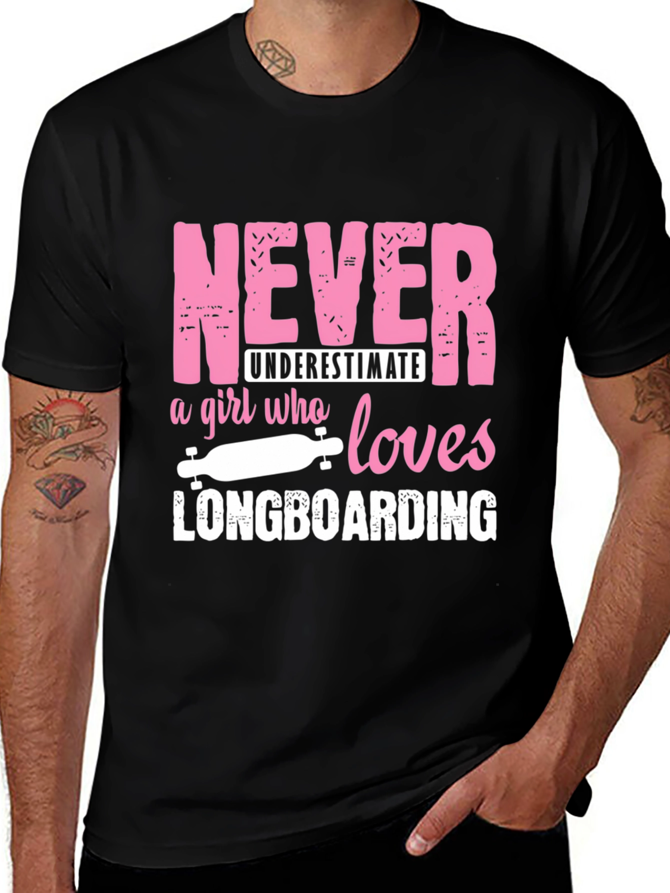 Variant 18 of Never Underestimate a Girl Who Loves Longboarding T-Shirt