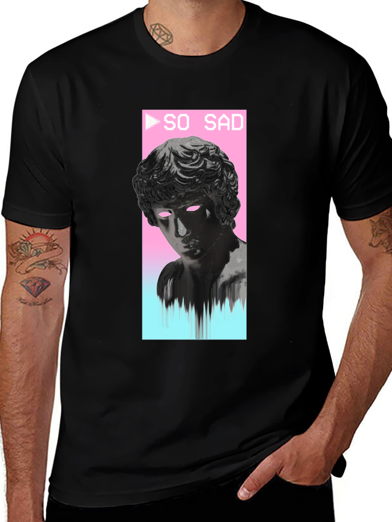 Variant 2 of So Sad Vaporwave Aesthetic Black T-Shirt