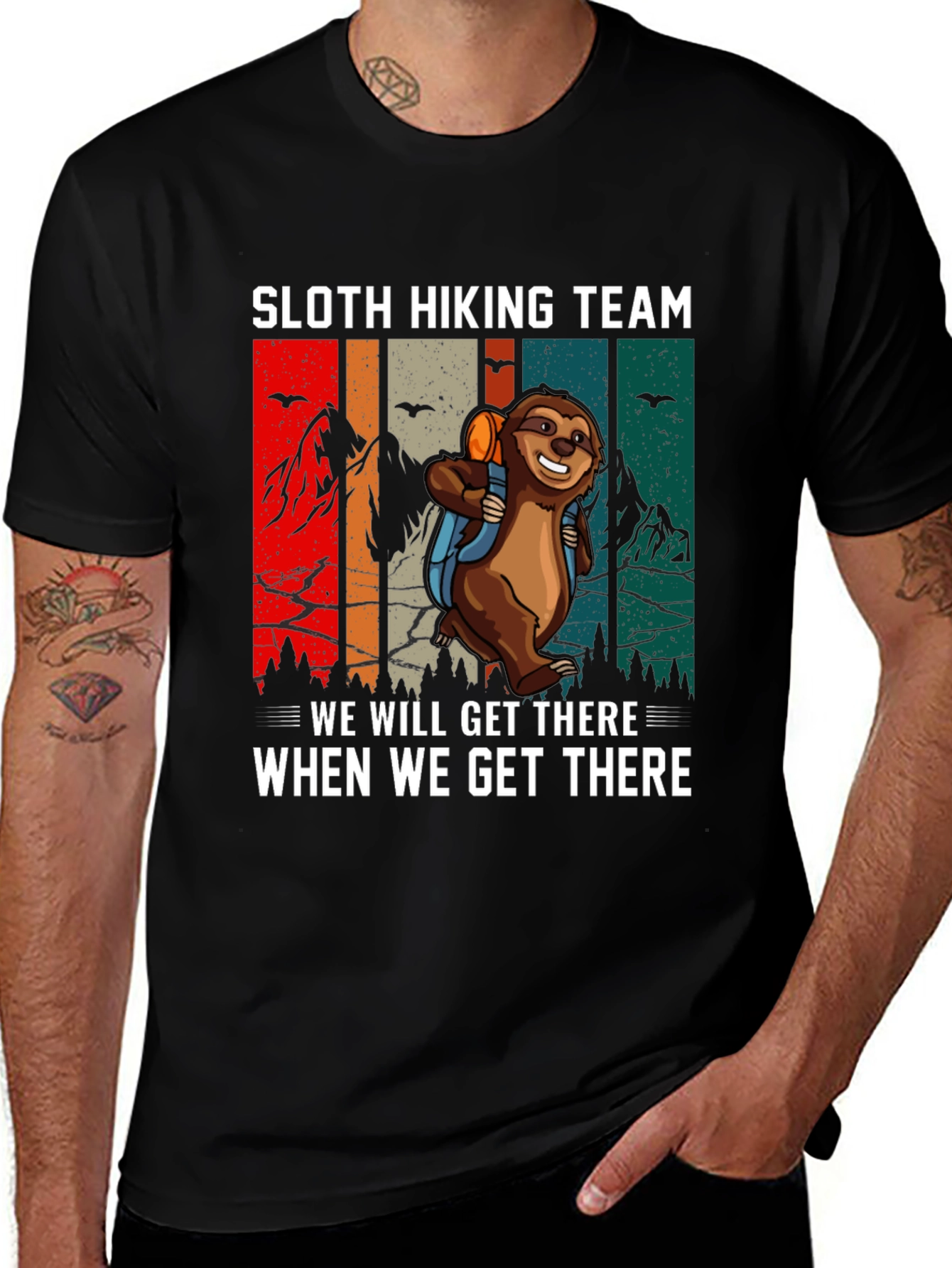Variant 21 of Sloth Hiking Team T-Shirt - Funny Graphic Tee