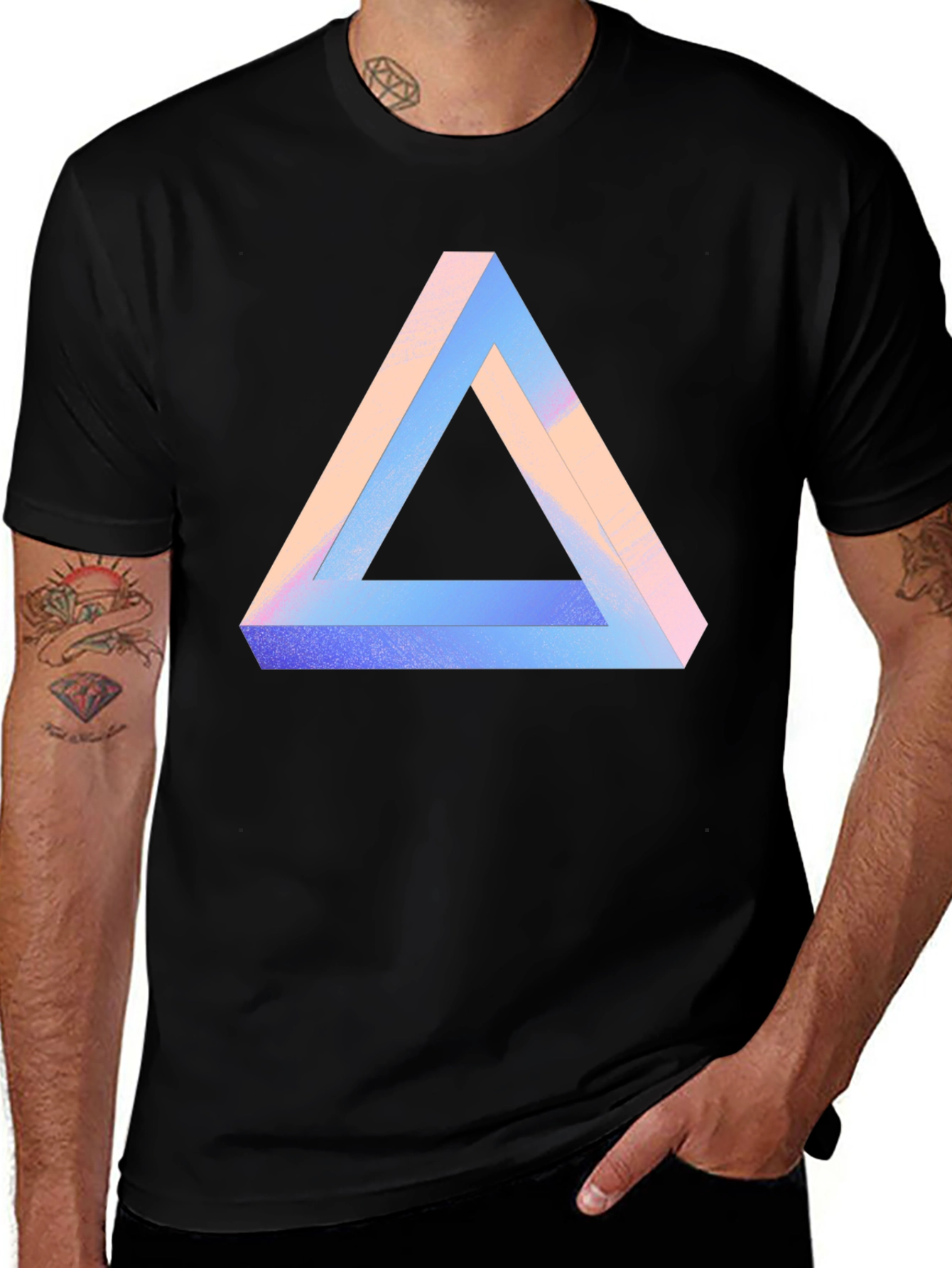Impossible Triangle Graphic Tee - Modern Optical Illusion Shirt