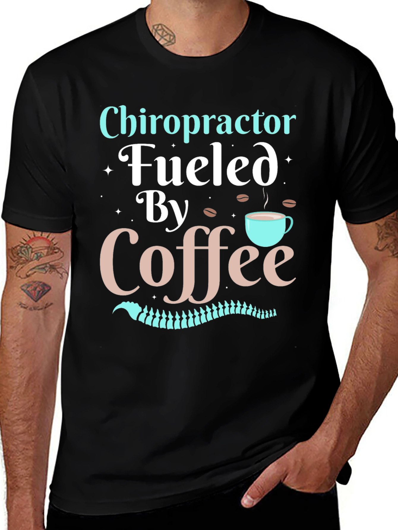 Variant 24 of Chiropractor Fueled By Coffee T-Shirt - Black