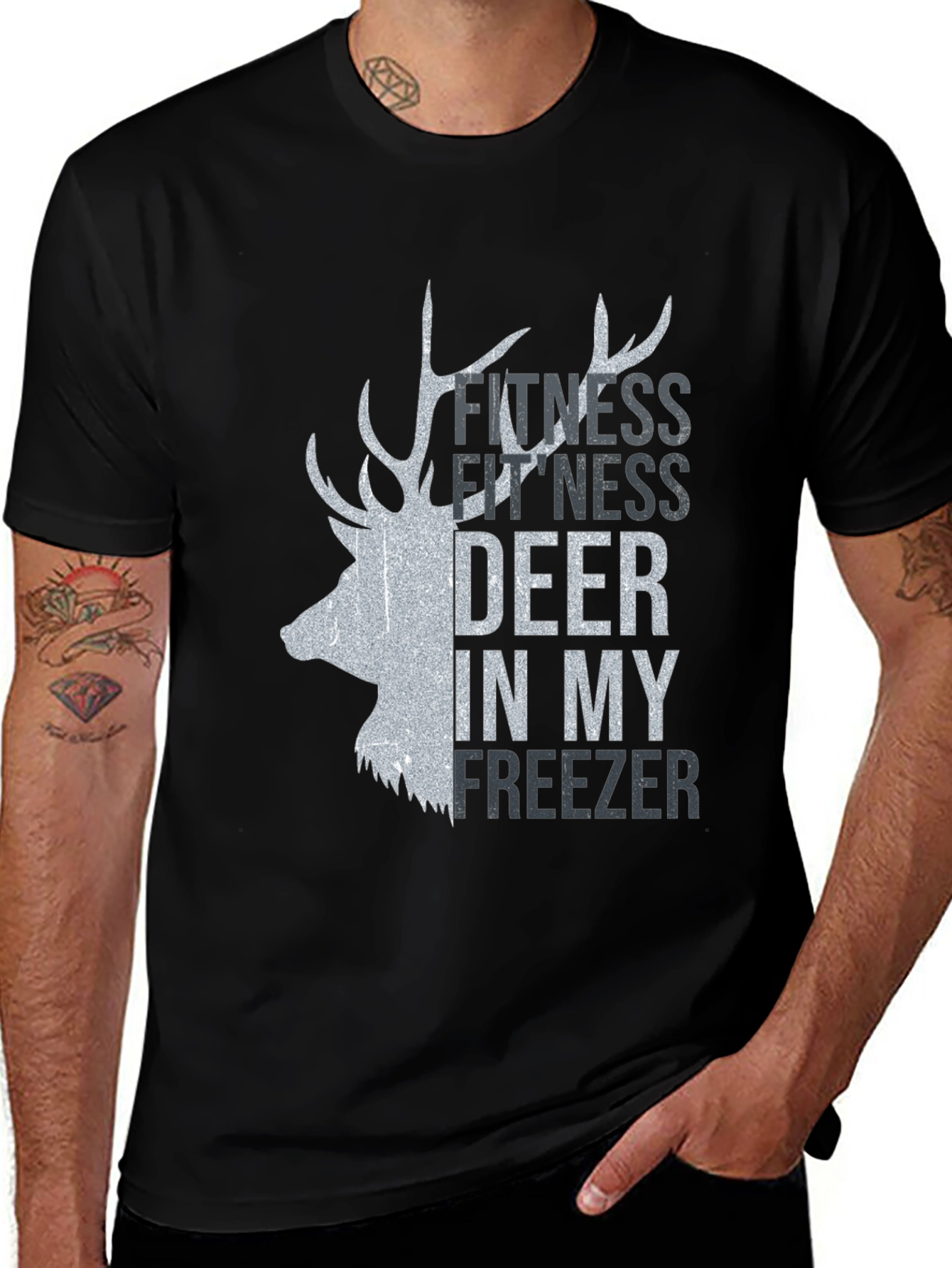 Variant 25 of Fitness Deer in my Freezer Graphic Tee - Black