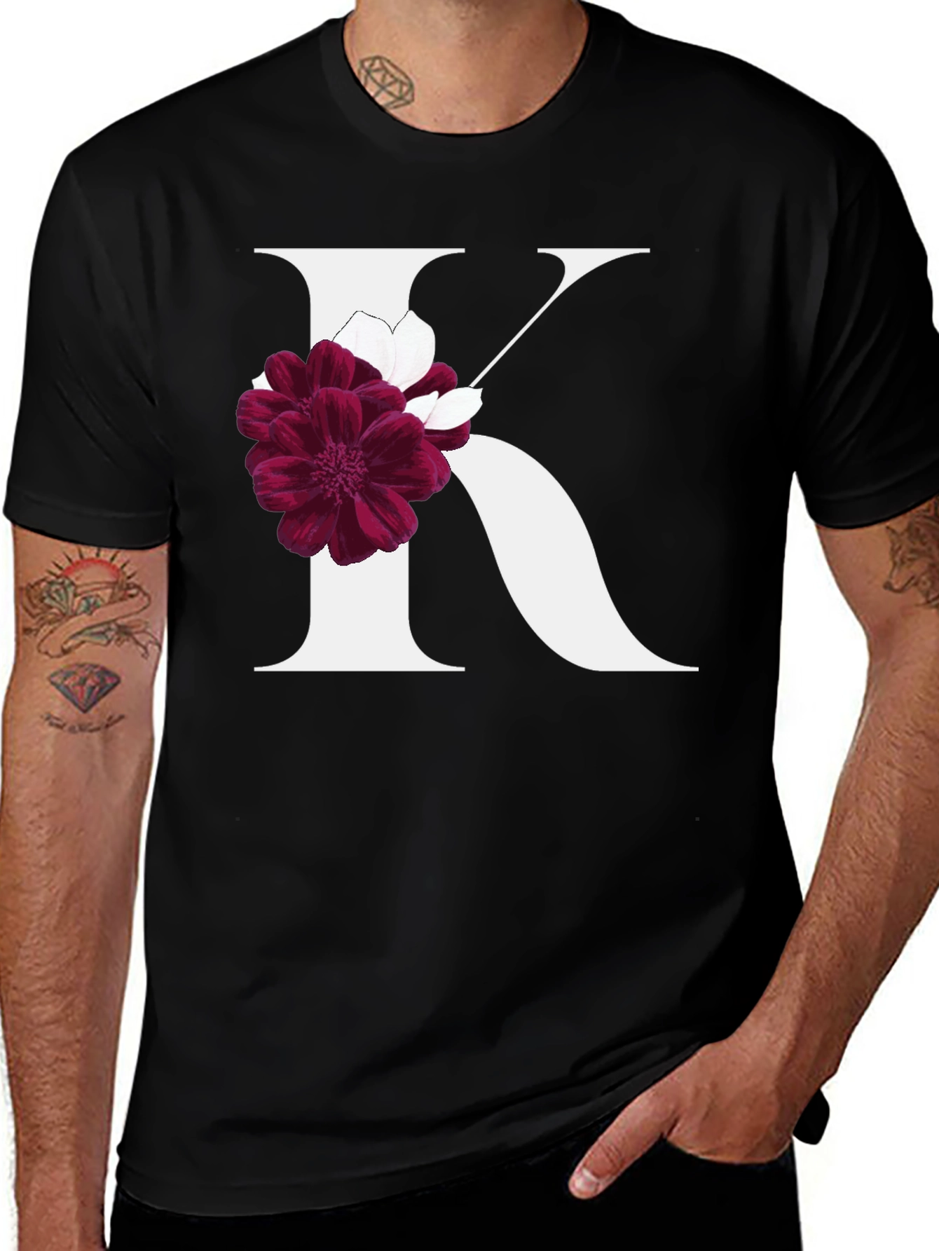 Floral Letter K Graphic Tee
