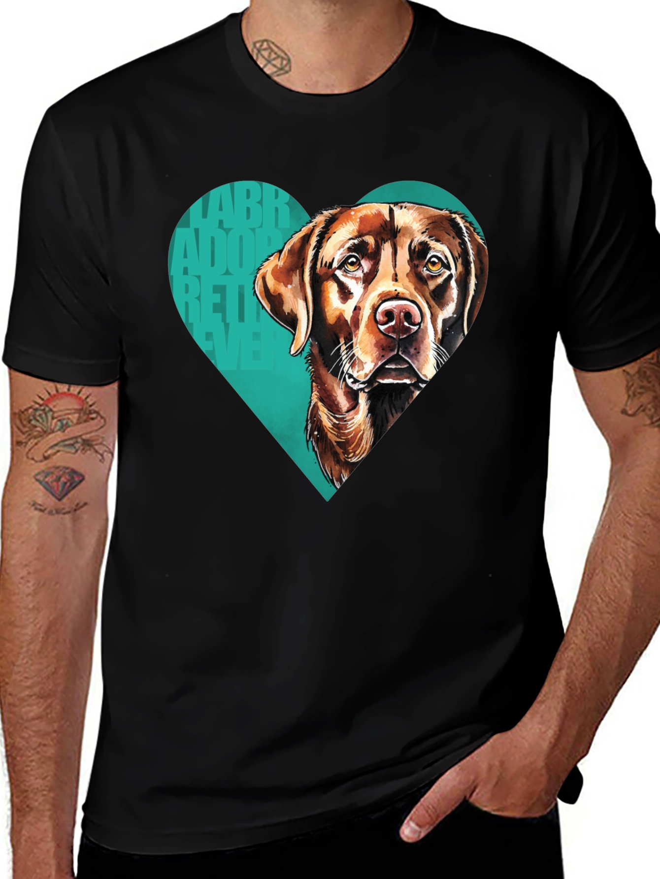 Labrador Retriever Heart Graphic Tee - Black