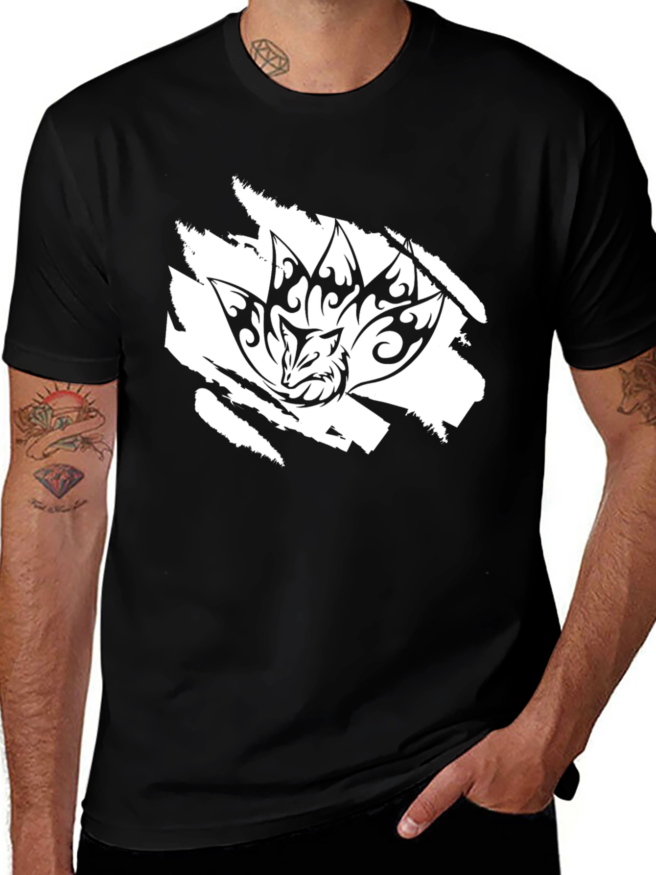 Variant 6 of Nine-Tailed Fox Graphic Tee - Black