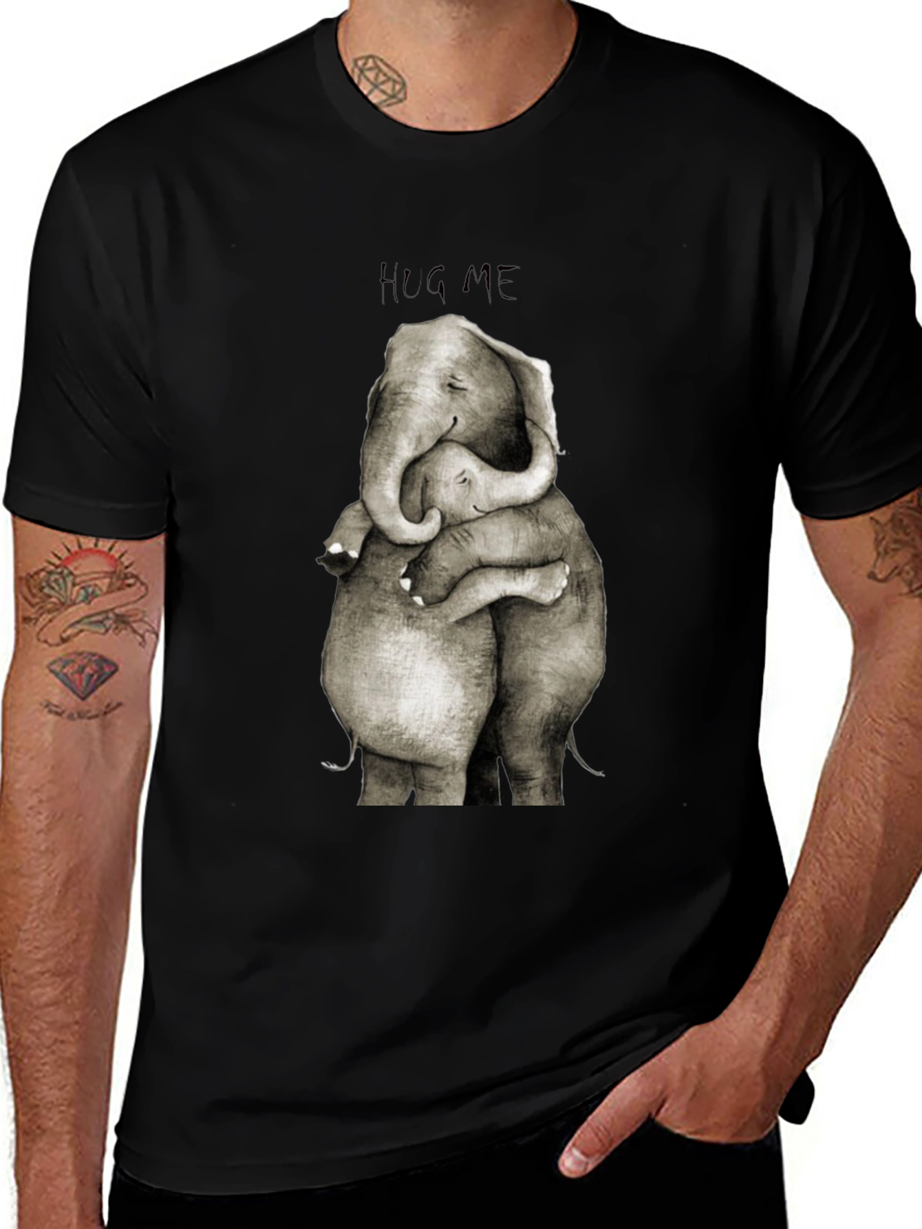 Variant 10 of Elephant Hug Graphic Tee - Soft Cotton Blend