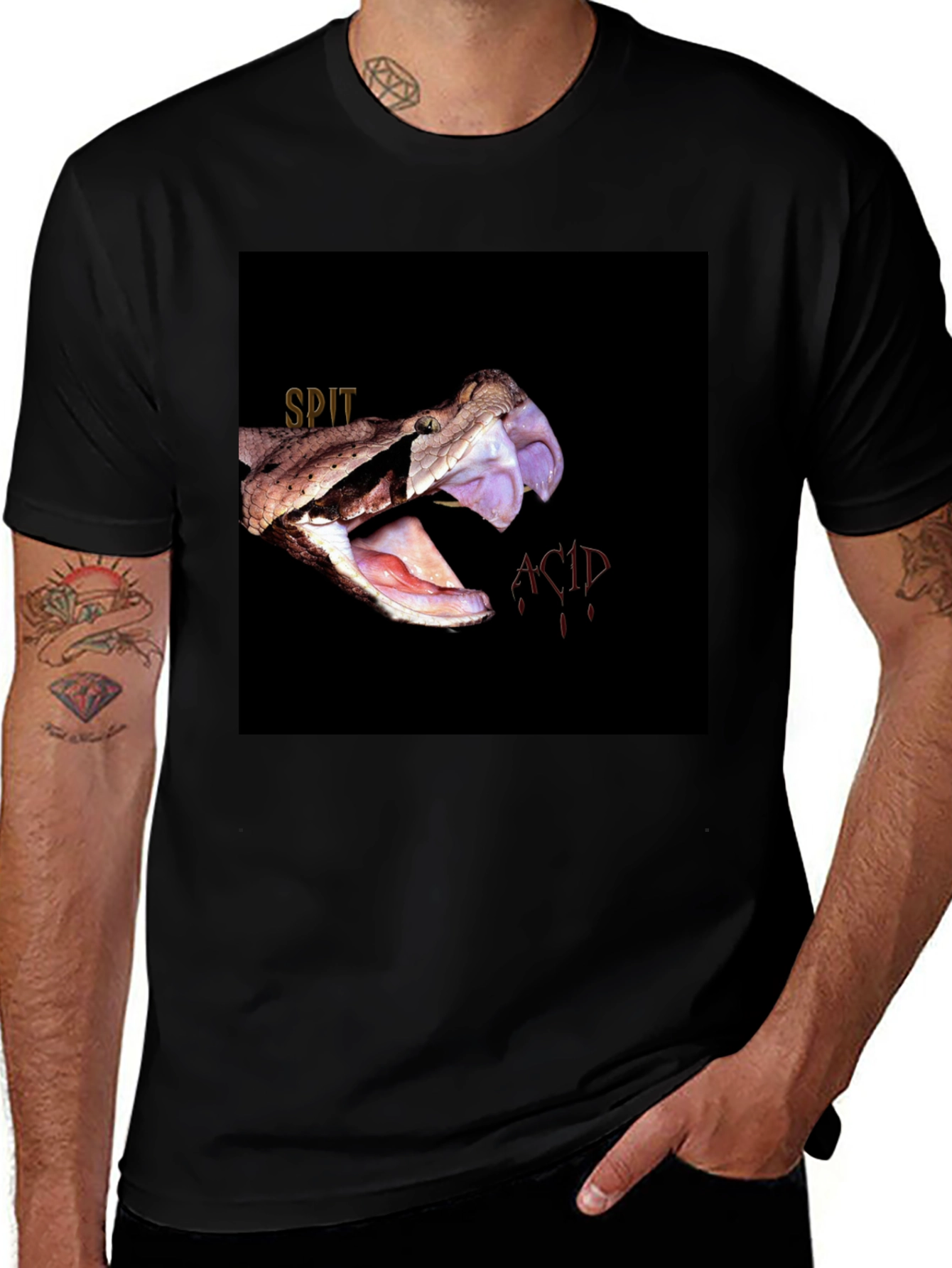 Variant 2 of Spit Acid Snake Bite Graphic Tee - Black