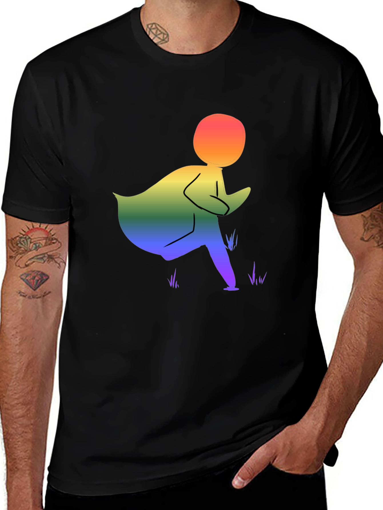 Variant 10 of Rainbow Figure Graphic Black T-Shirt