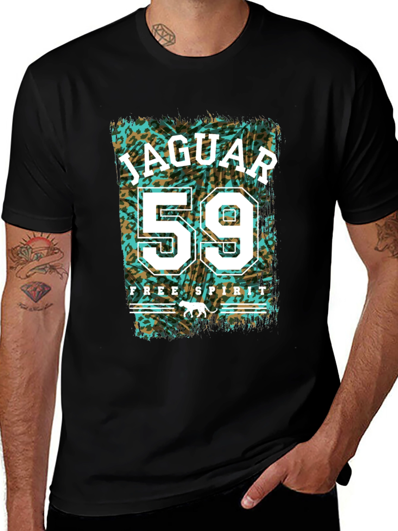 Black Jaguar 59 Free Spirit Graphic Tee - Men's Black T-Shirt main image