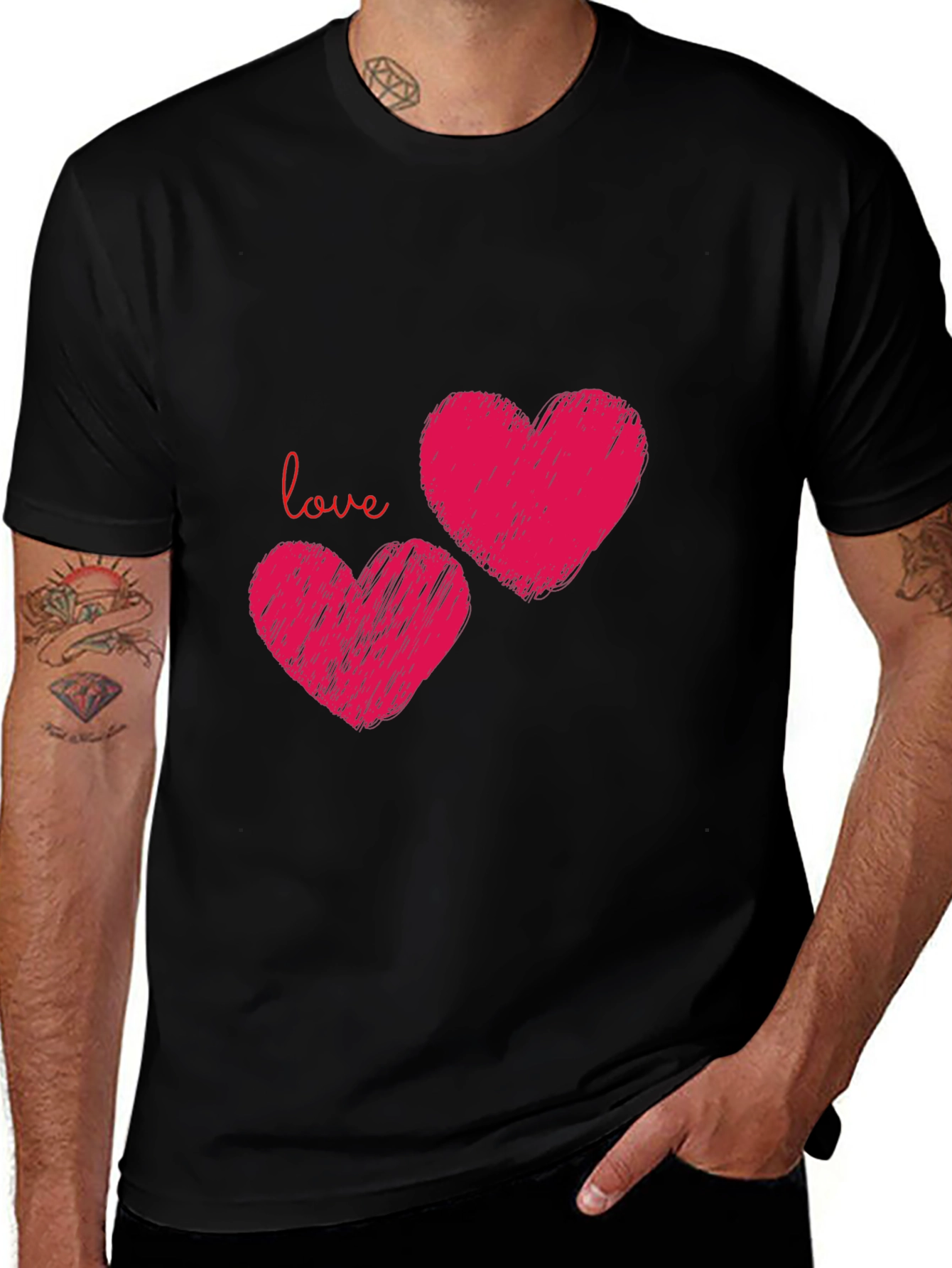 Variant 29 of Love Hearts Valentine's Day Black T-Shirt