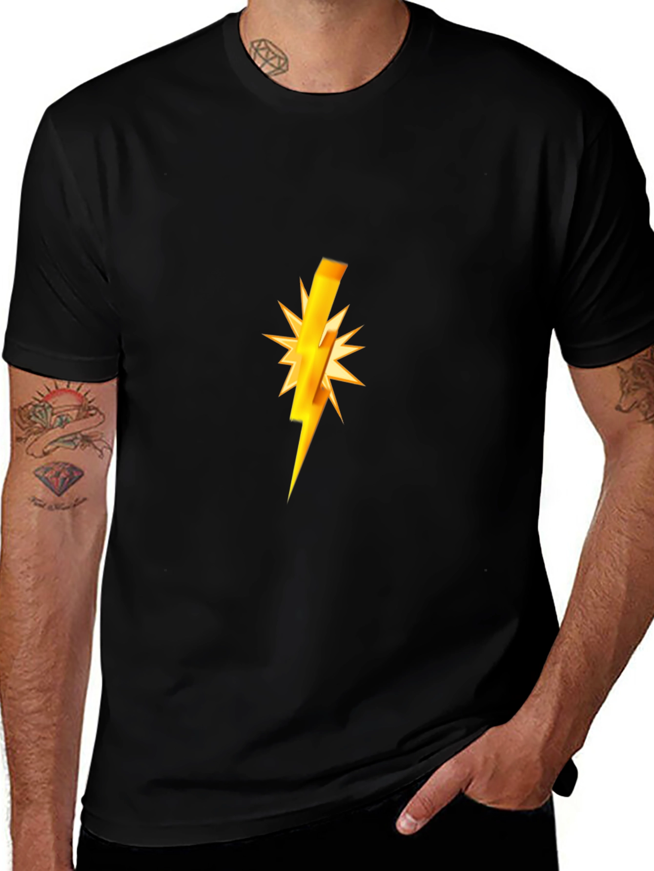 Variant 13 of Lightning Bolt Graphic Tee - Black Casual T-Shirt