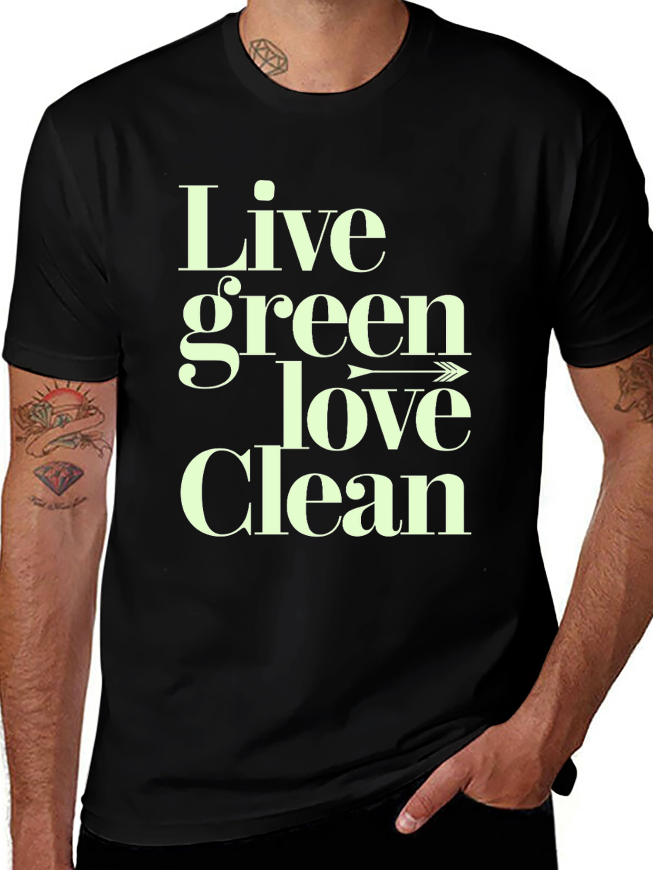 Variant 18 of Eco-Friendly Lifestyle T-Shirt - Live Green Love Clean