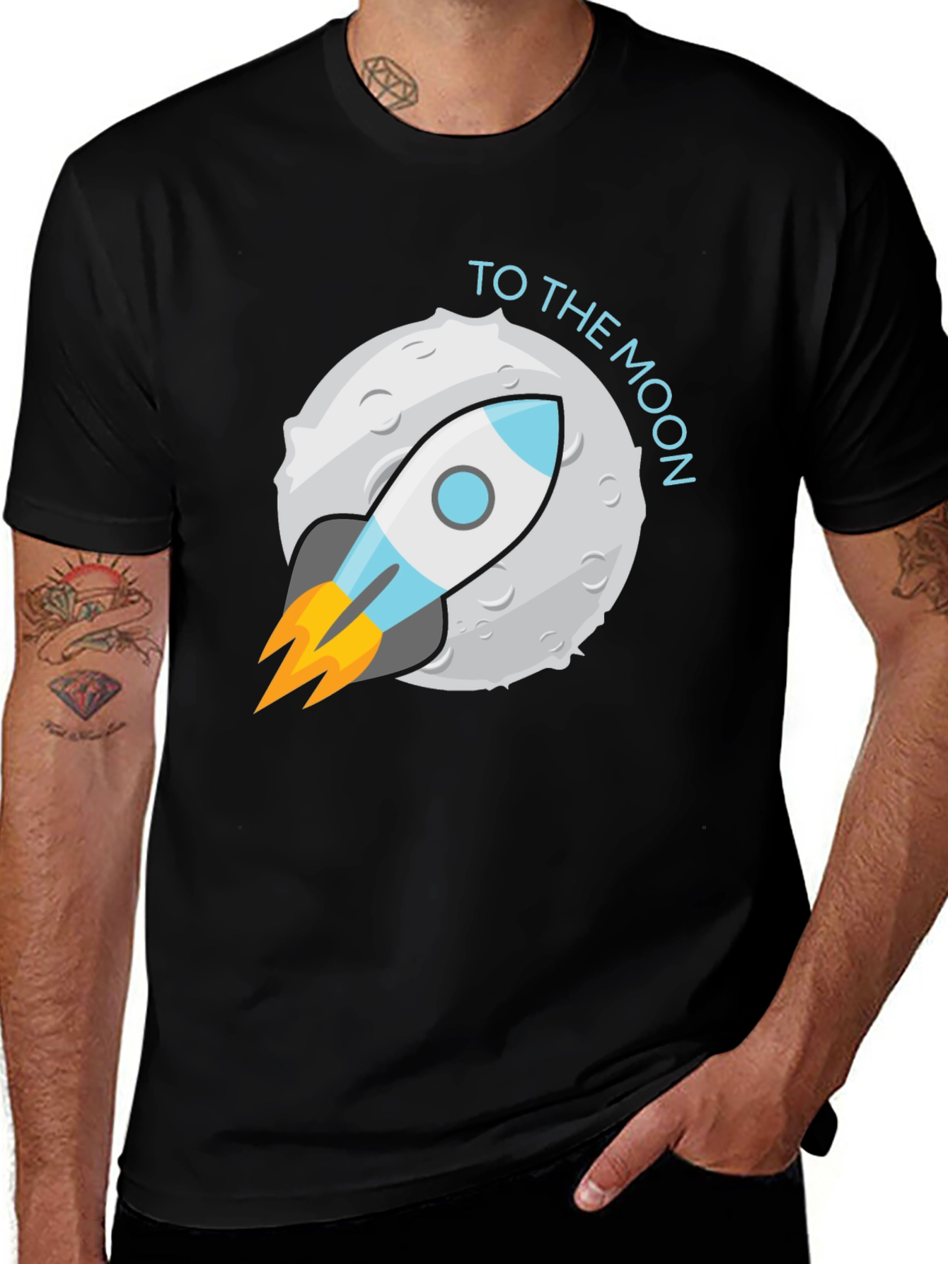 Variant 20 of To The Moon Graphic Tee - Space Rocket Design