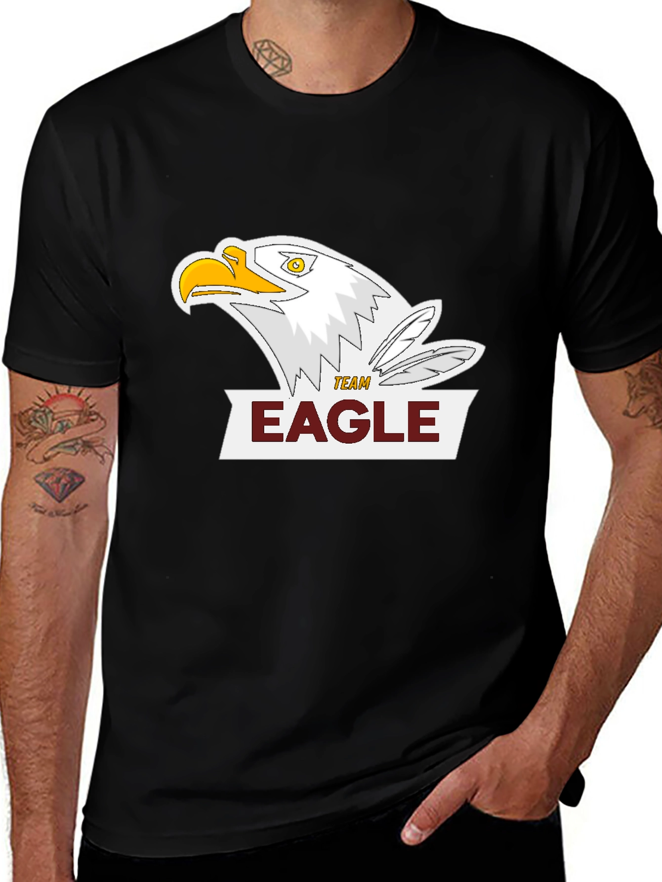 Variant 4 of Team Eagle Graphic Tee - Black Cotton Blend Shirt