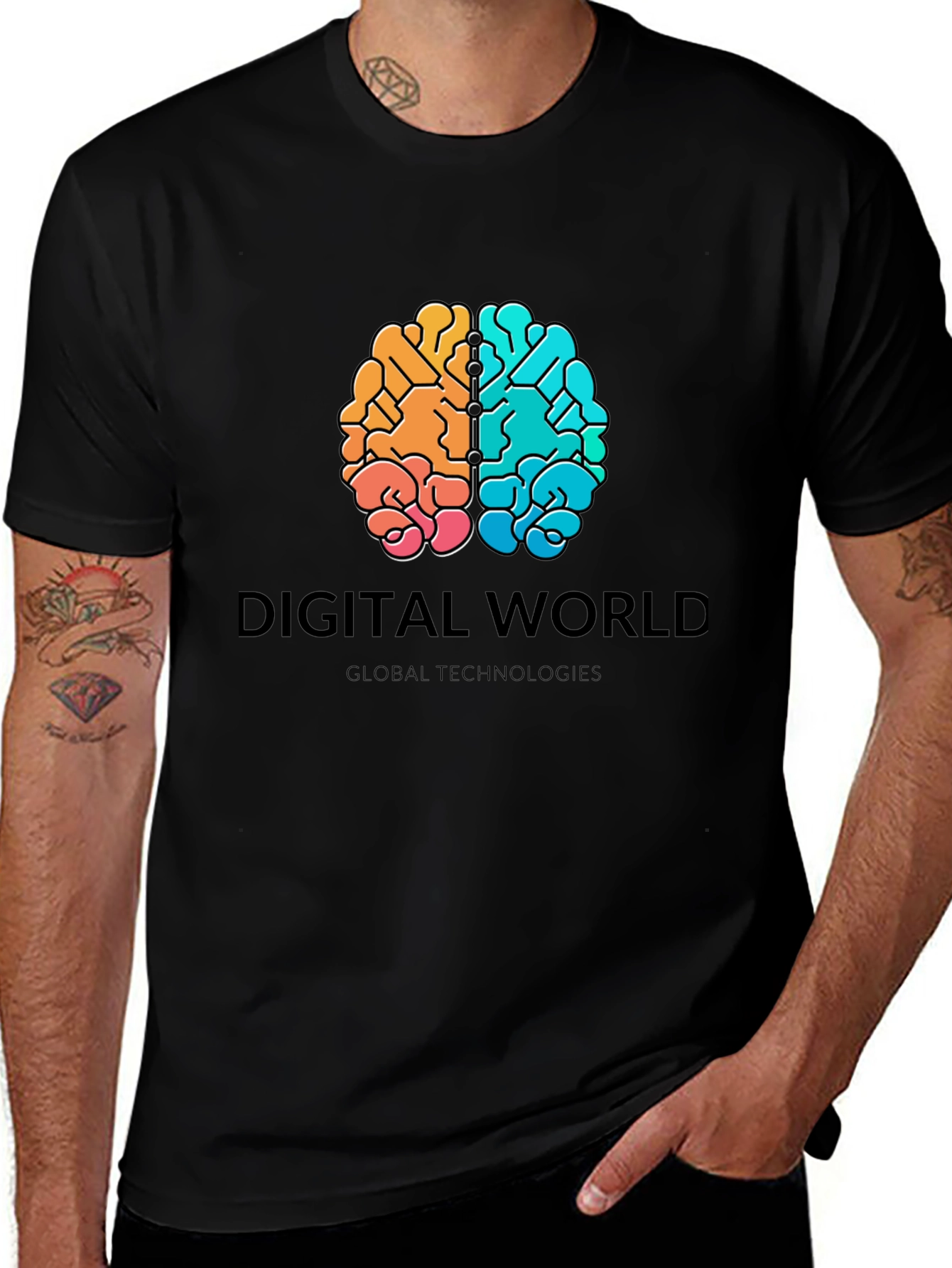 Variant 19 of Digital World Brain Graphic T-Shirt