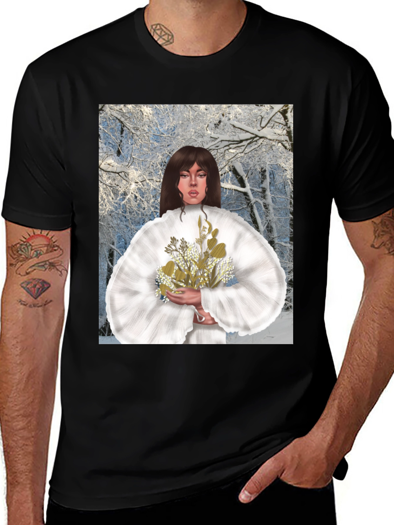 Variant 5 of Winter Woman T-Shirt - Floral Bouquet Graphic Tee