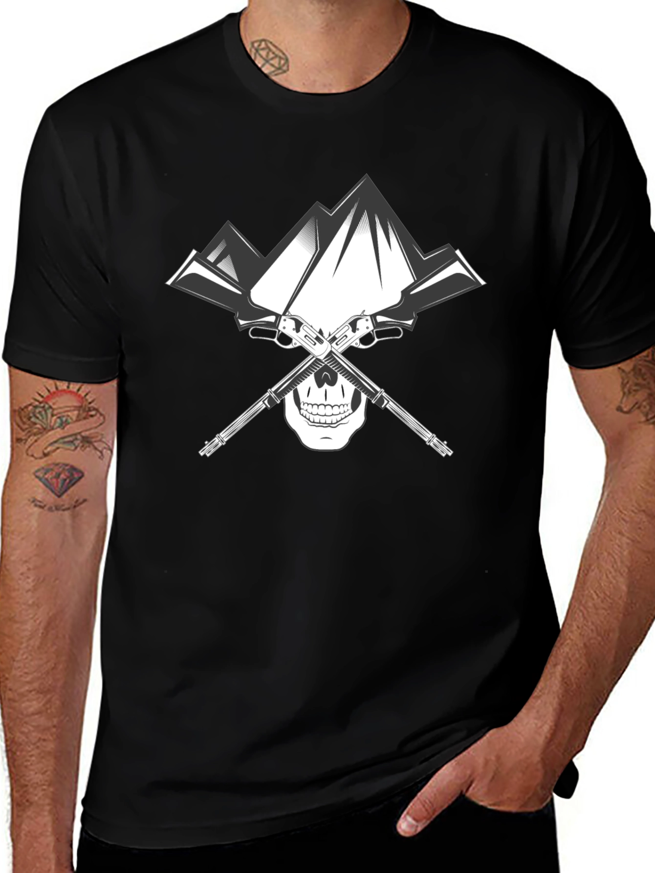 Variant 3 of Skull Mountain T-Shirt - Black Graphic Tee