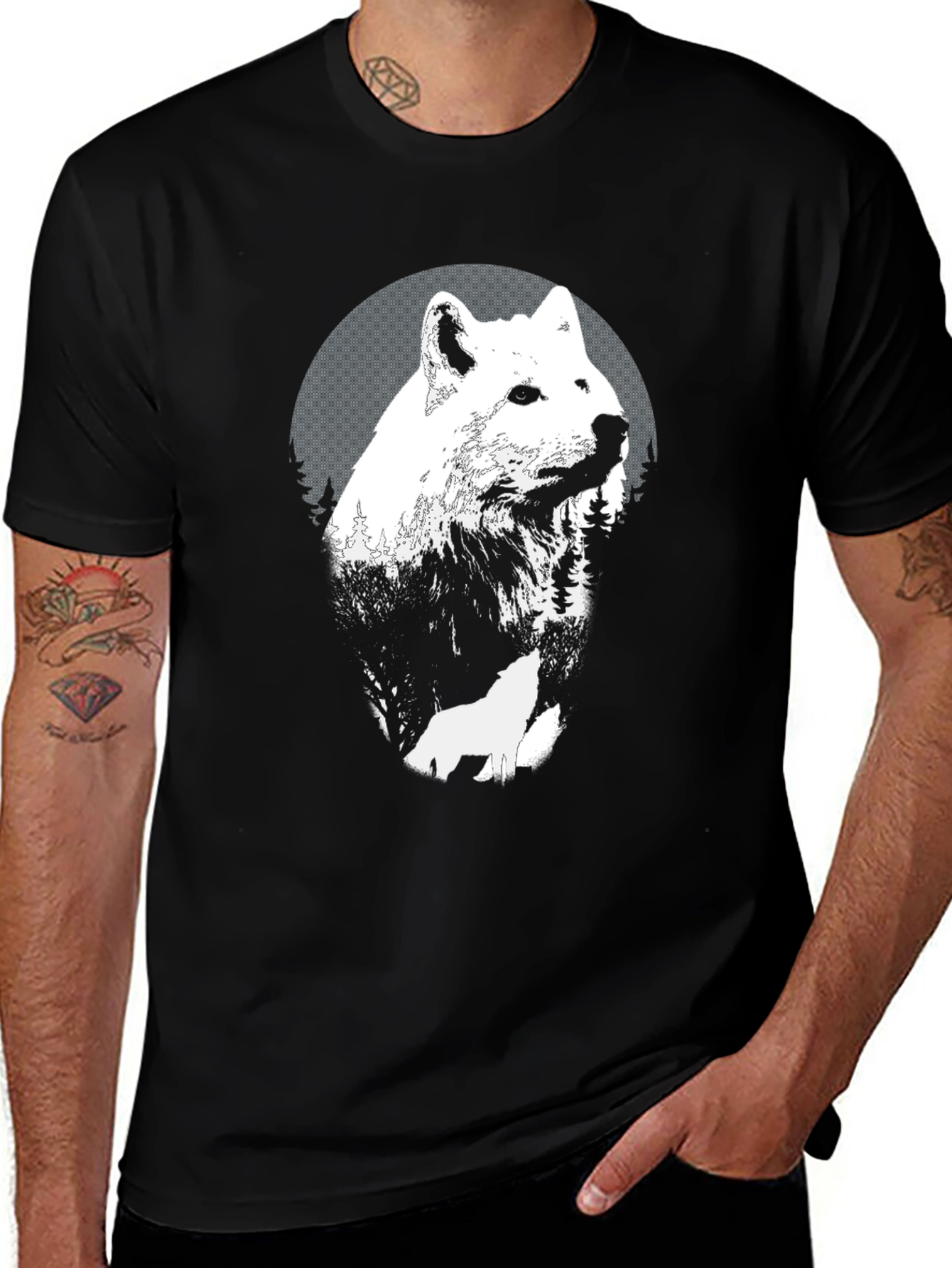 Variant 10 of Wolf Graphic Tee - Black Cotton T-Shirt