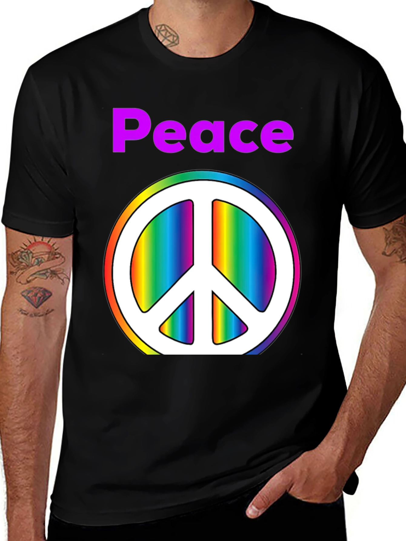 Variant 26 of Peace Sign Rainbow Graphic Tee