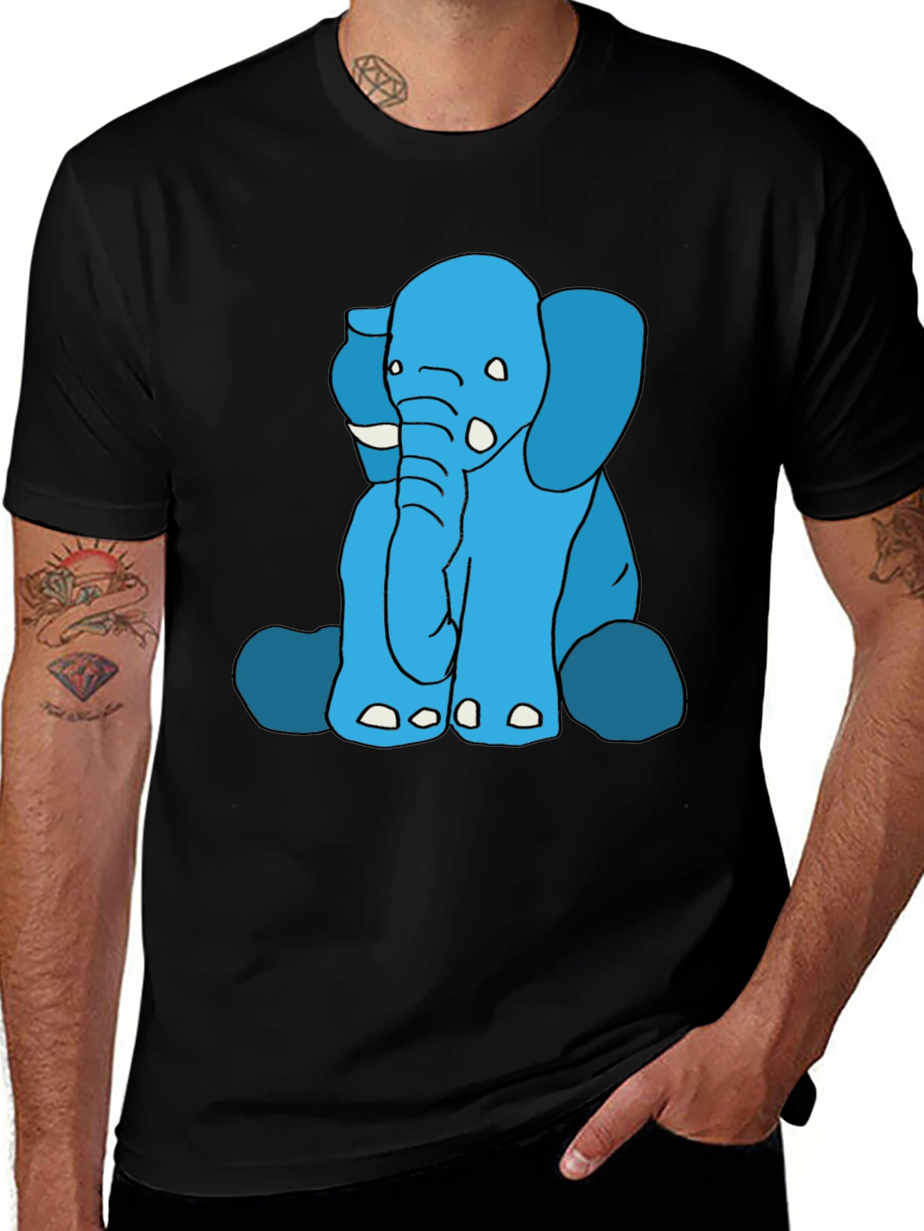 Variant 12 of Elephant Graphic Tee - Black Cotton Blend
