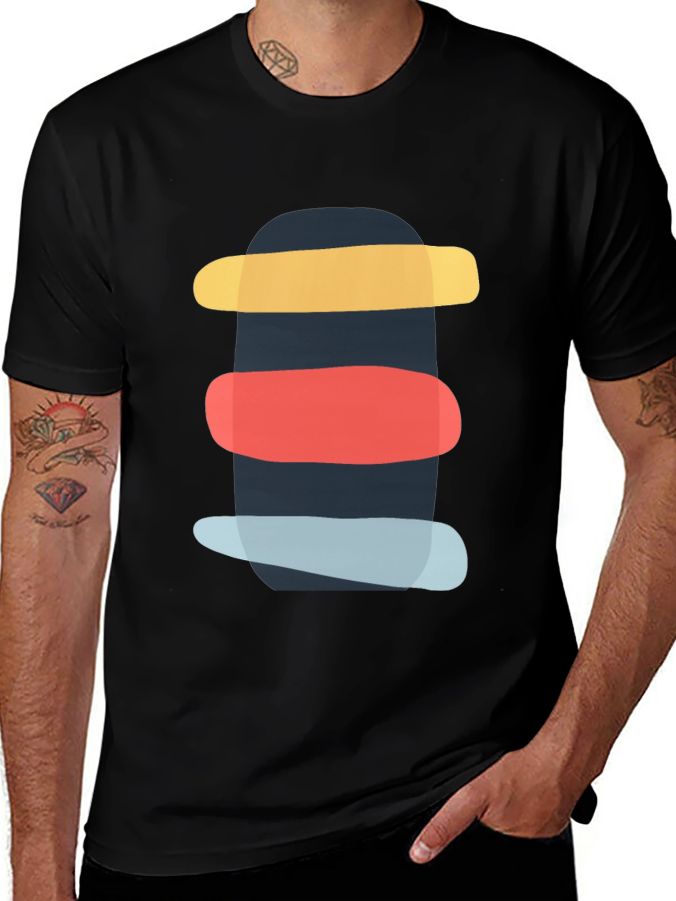 Variant 27 of Abstract Block Design Black T-Shirt