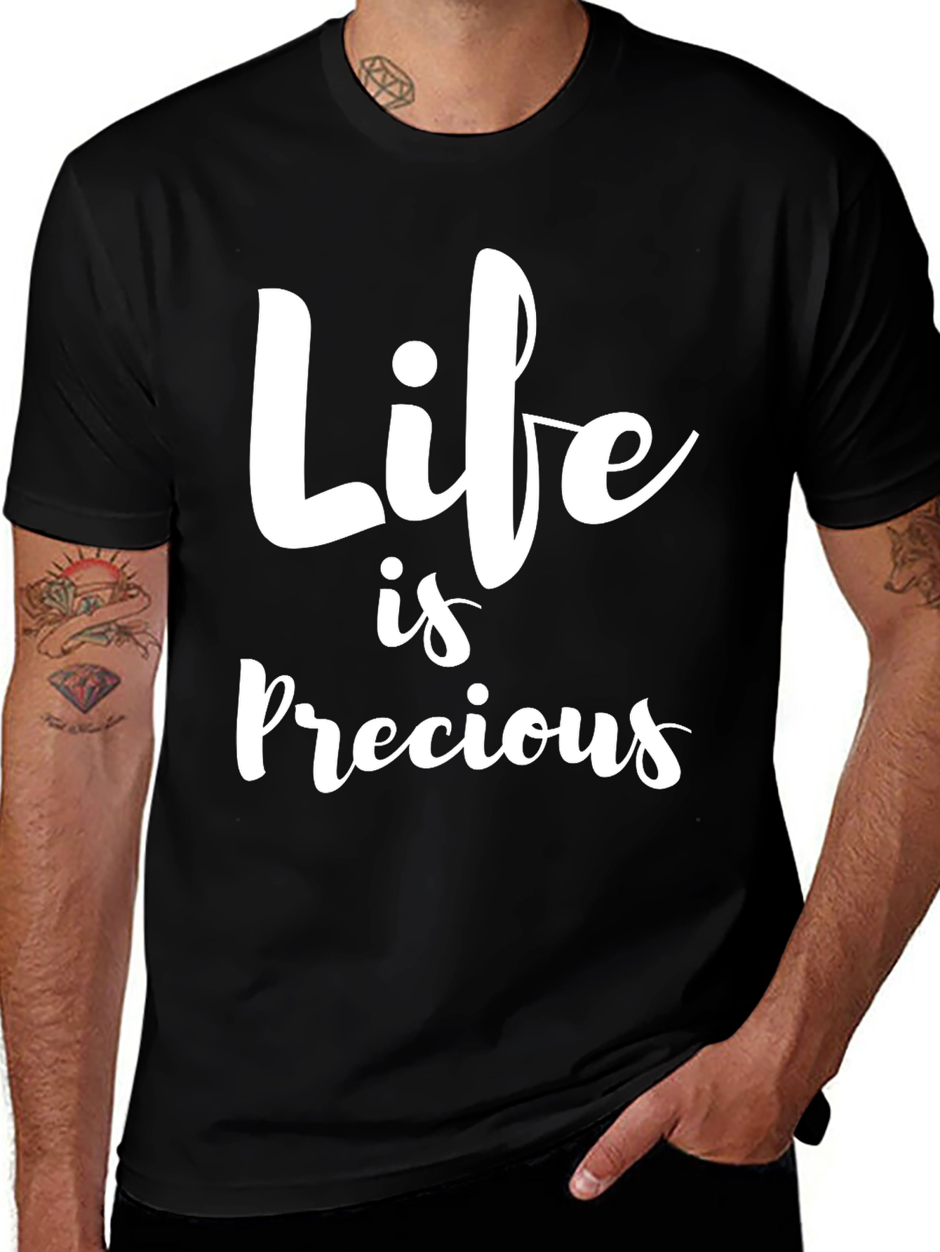 Variant 6 of Life is Precious Graphic Tee - Black