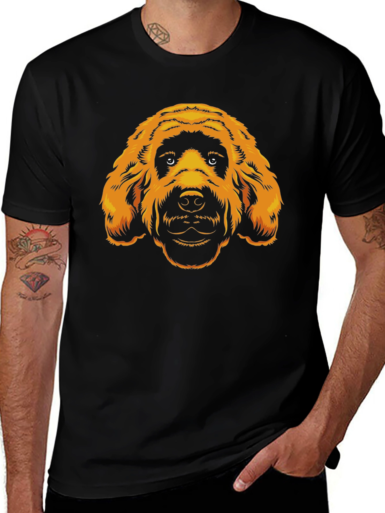 Variant 2 of Dog Graphic Print Black T-Shirt