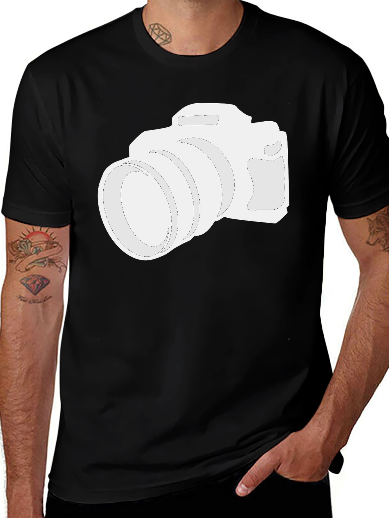 Variant 25 of Camera Graphic Tee - Black Cotton T-Shirt