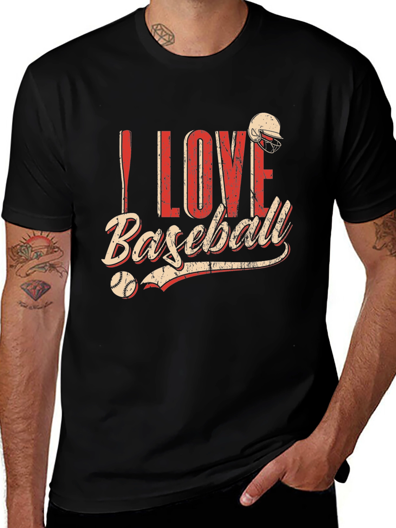Variant 9 of I Love Baseball Graphic T-Shirt