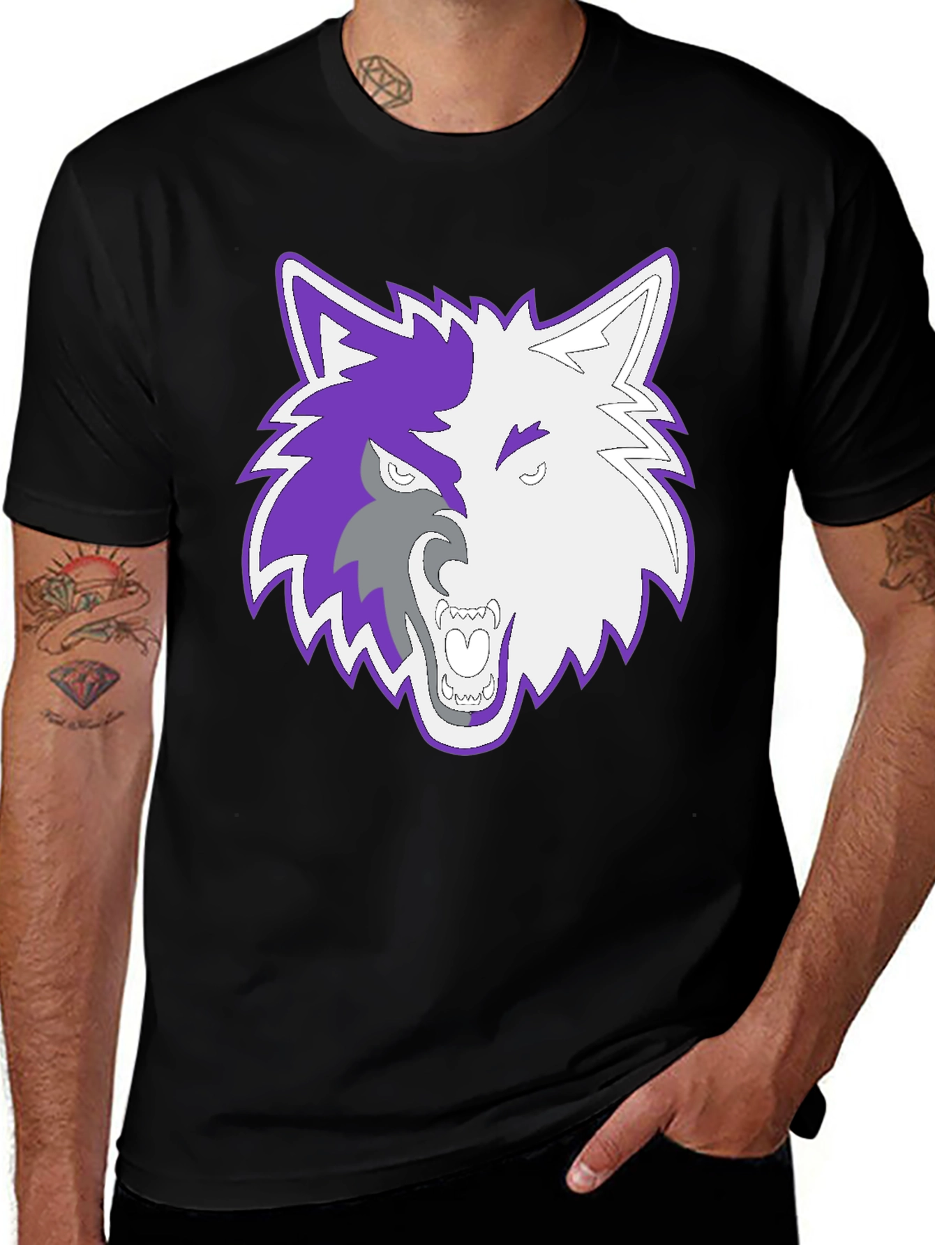 Variant 5 of Wolf Graphic Tee - Fierce Two-Tone Design