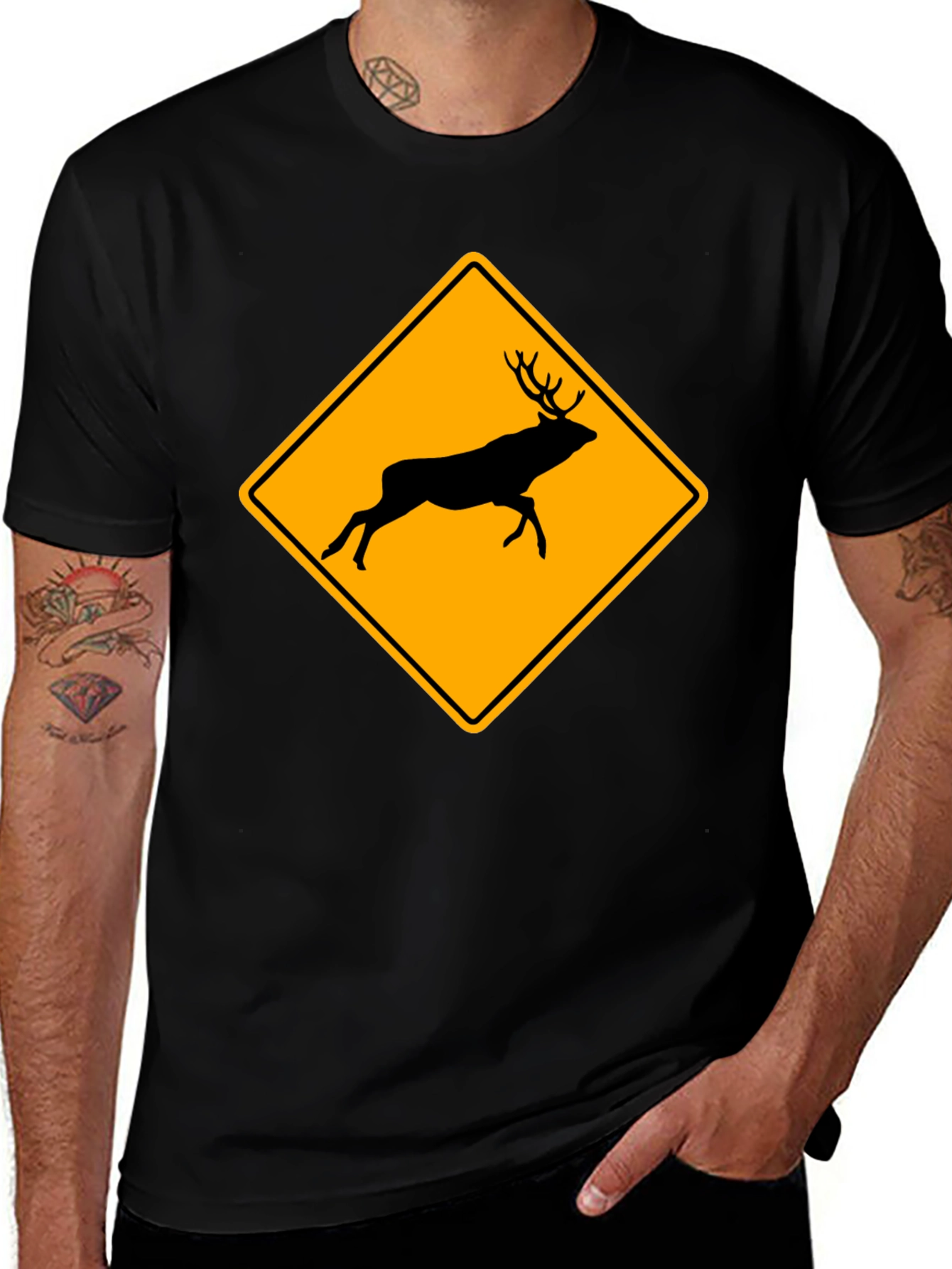 Variant 19 of Deer Crossing T-Shirt - Novelty Warning Sign Tee