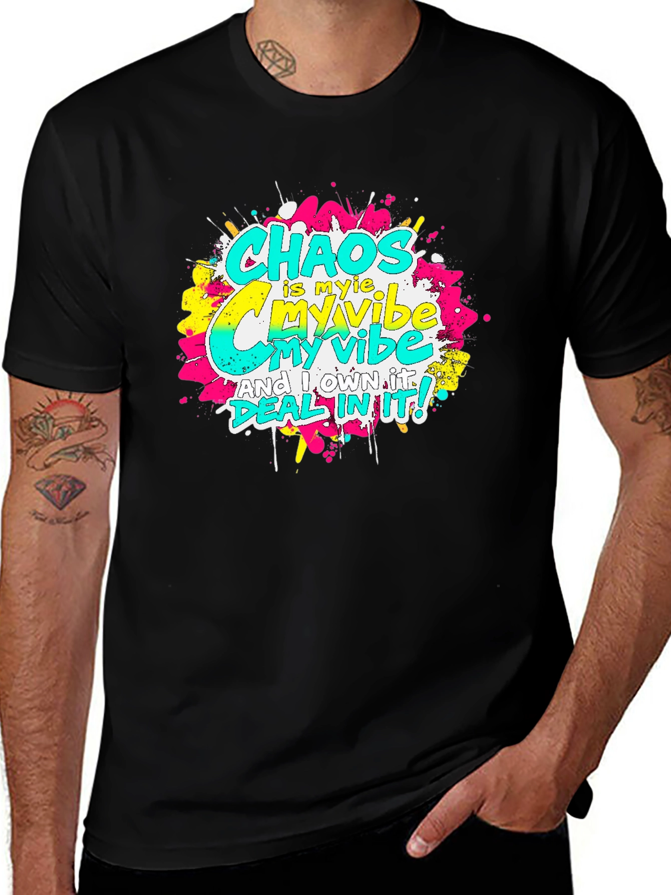 Variant 7 of Chaos Is My Vibe Graphic Tee - Trendy & Bold