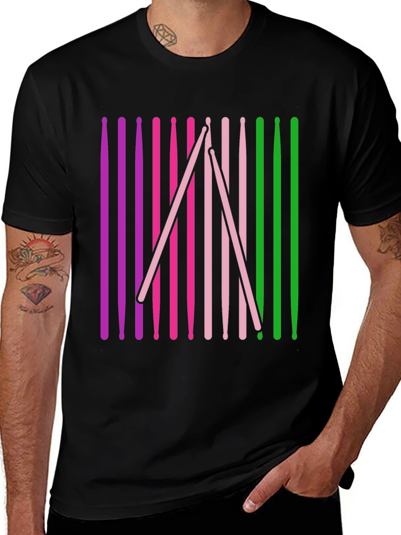 Variant 28 of Drumsticks T-Shirt - Colorful Music Design