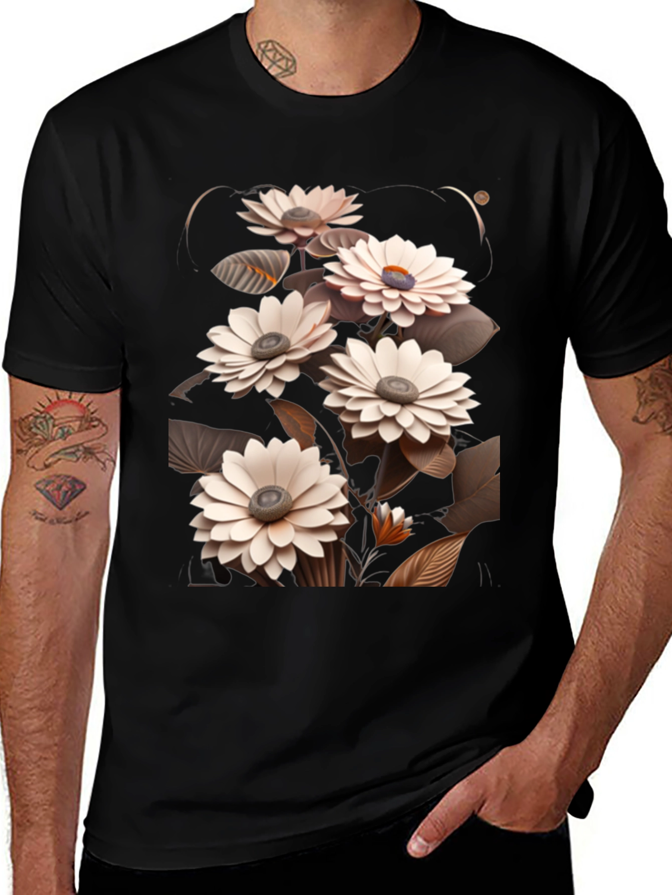 Variant 29 of Floral Graphic T-Shirt - Stylish Black Tee