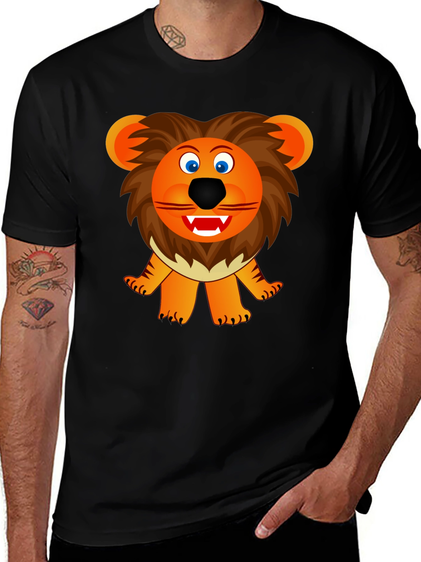 Variant 25 of Cartoon Lion Graphic Tee - Black Unisex T-Shirt