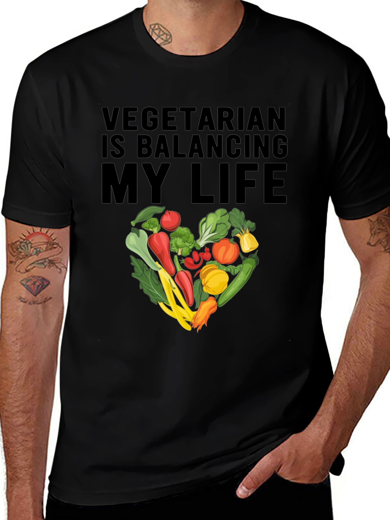 Variant 18 of Vegetarian Life Balance T-Shirt - Healthy Eating Graphic Tee