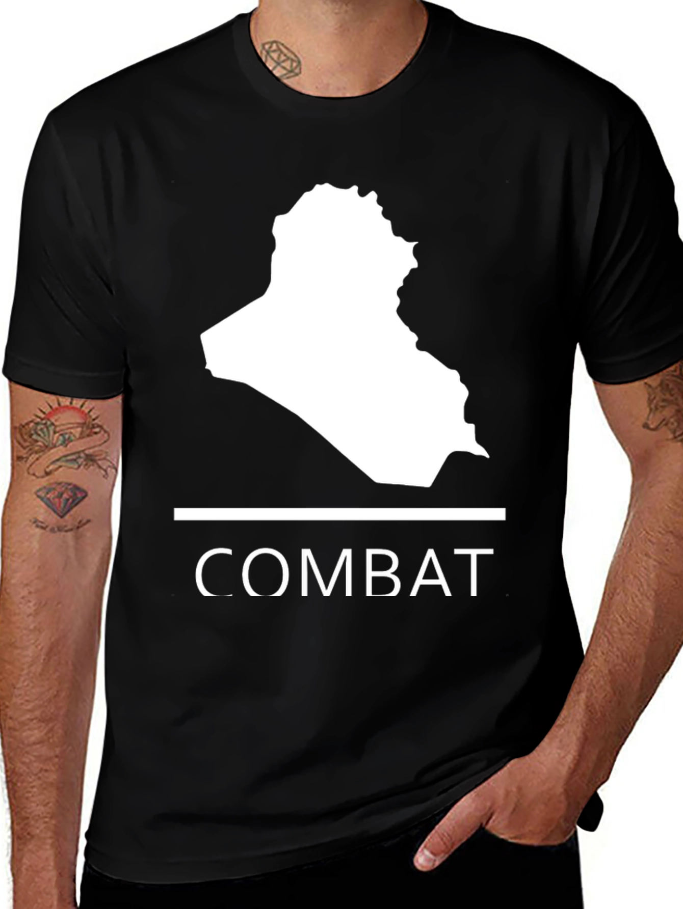 Combat Iraq Map Graphic T-Shirt - Mens