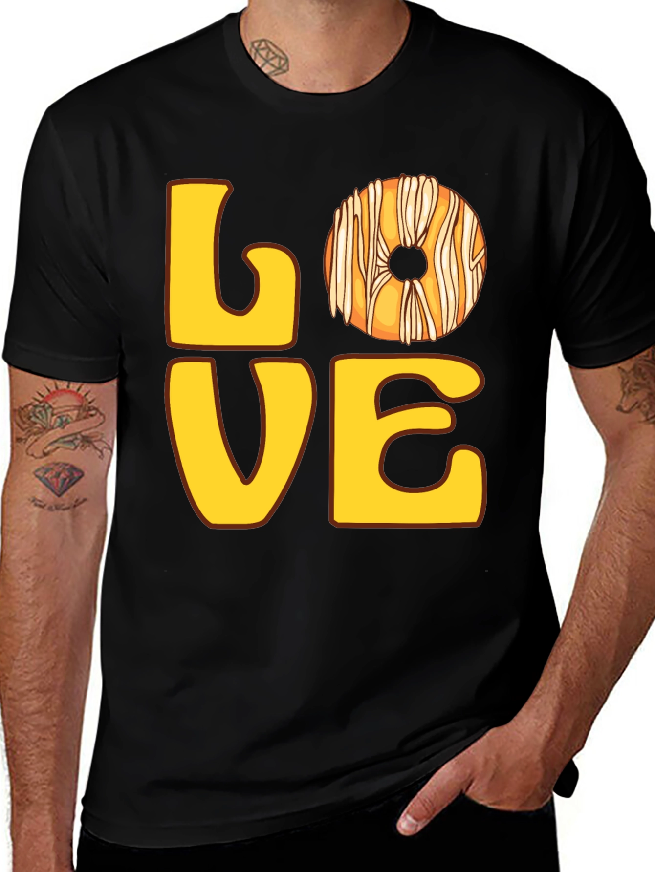 Variant 11 of Love Donut Graphic T-Shirt - Casual Black Tee