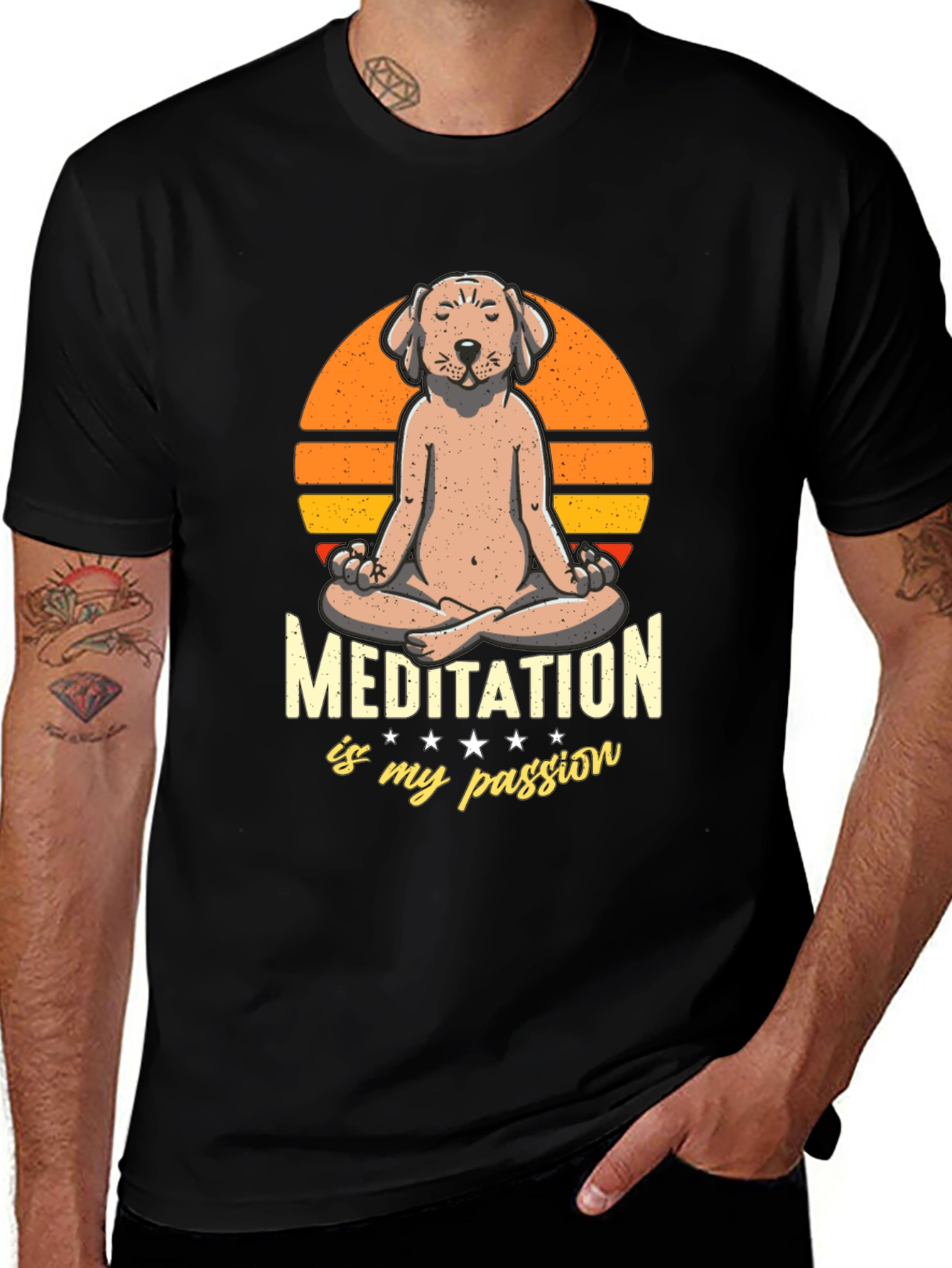 Variant 16 of Meditating Dog T-Shirt - Find Your Zen