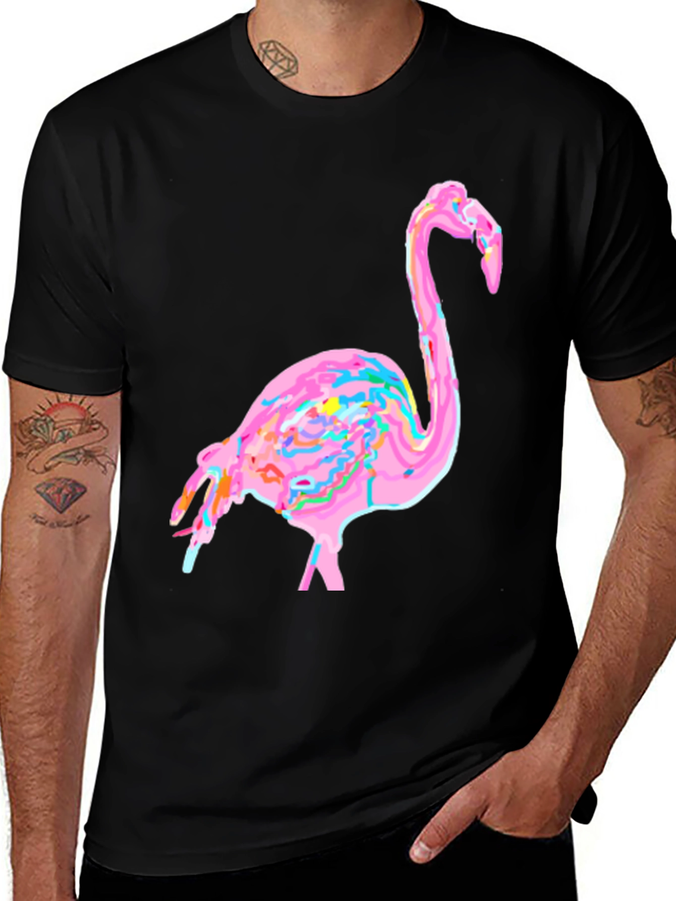 Variant 2 of Funky Flamingo Graphic Tee - Black