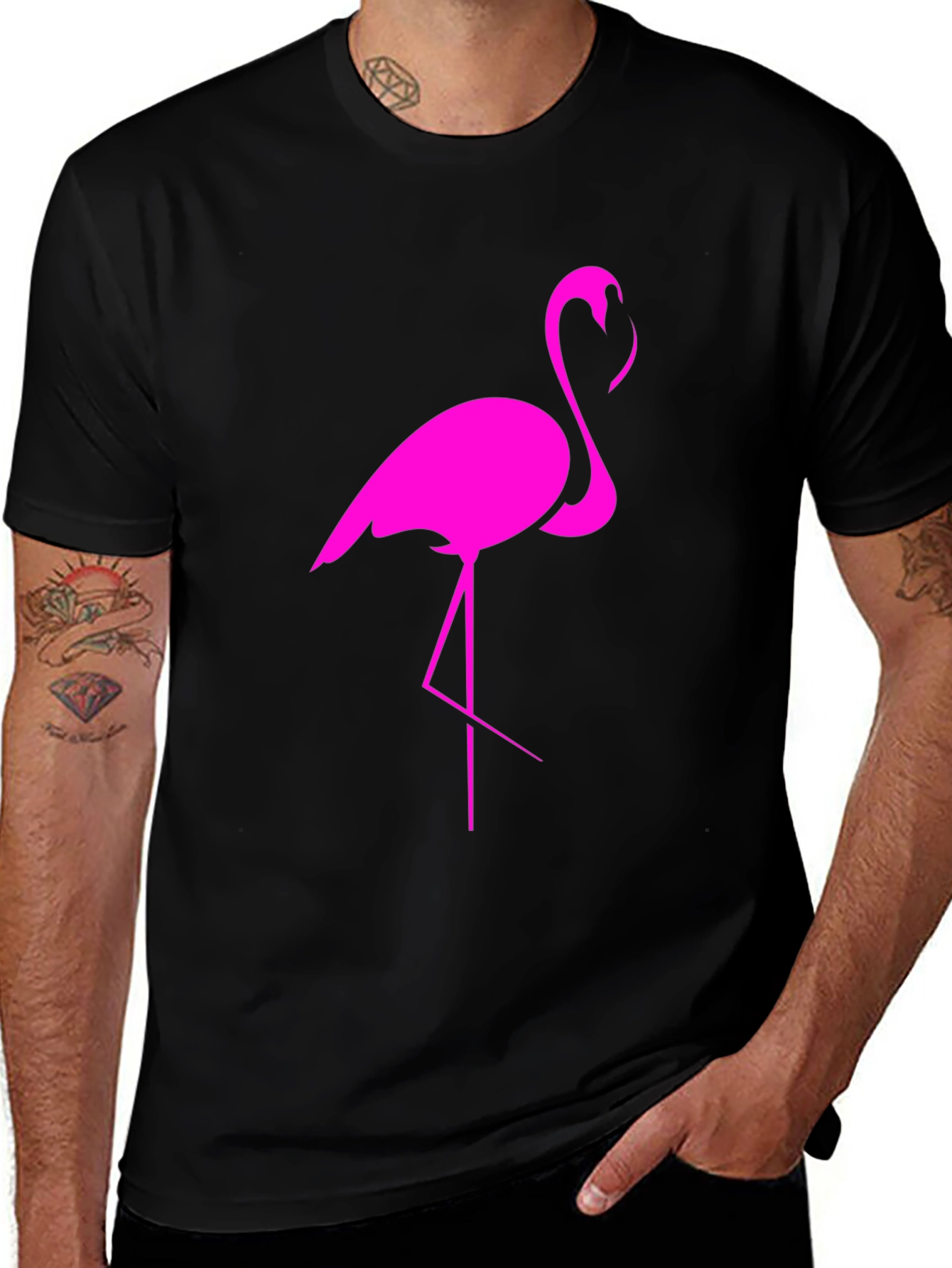 Variant 27 of Flamingo Graphic Tee - Black Cotton T-Shirt