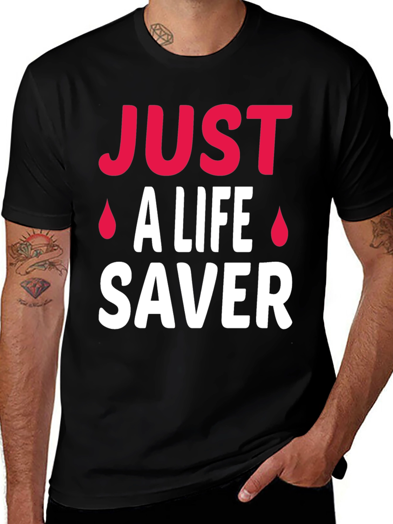 Variant 3 of Just a Life Saver T-Shirt - Heroic Blood Donation Tee