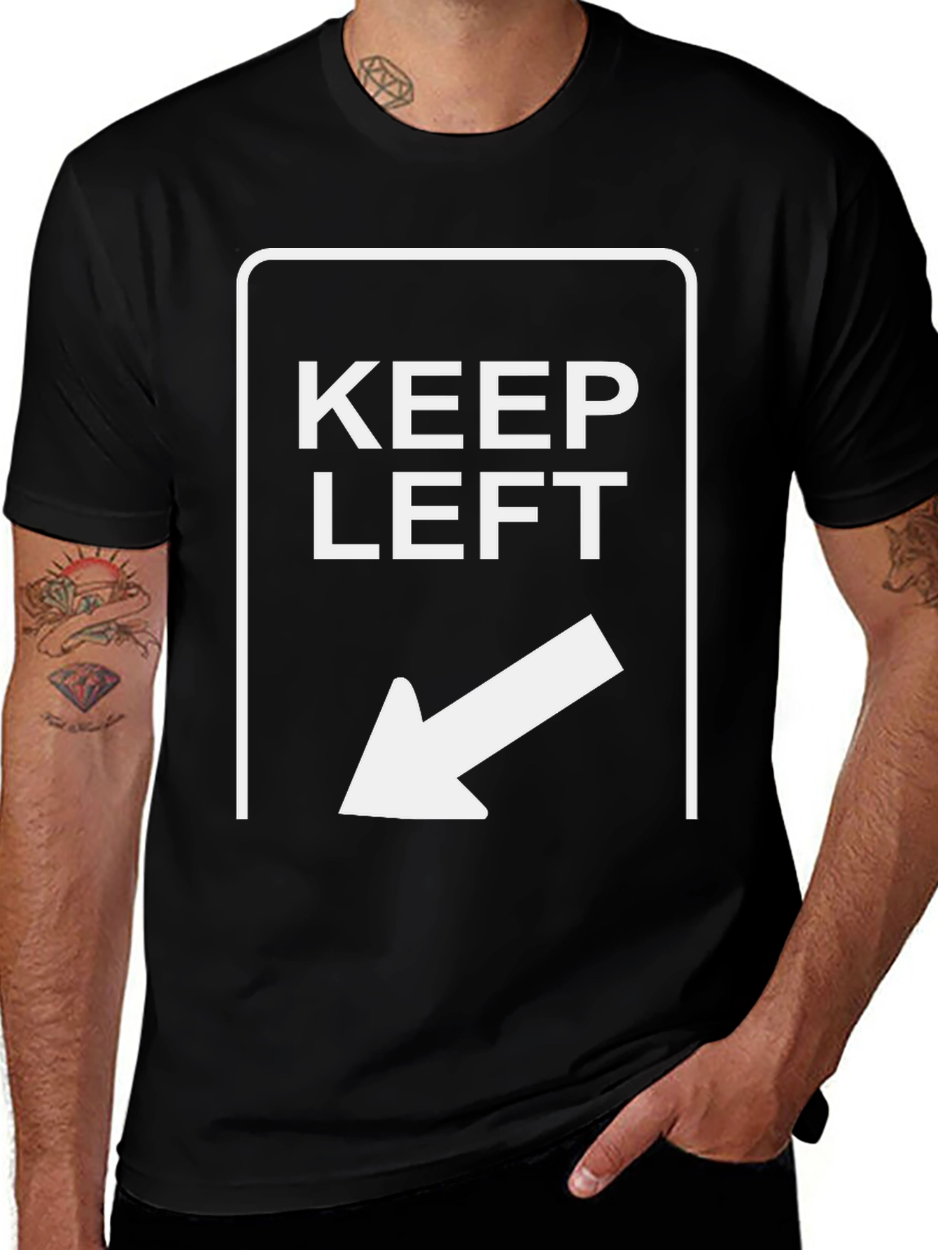 Variant 15 of Keep Left Arrow Graphic T-Shirt - Directional Tee